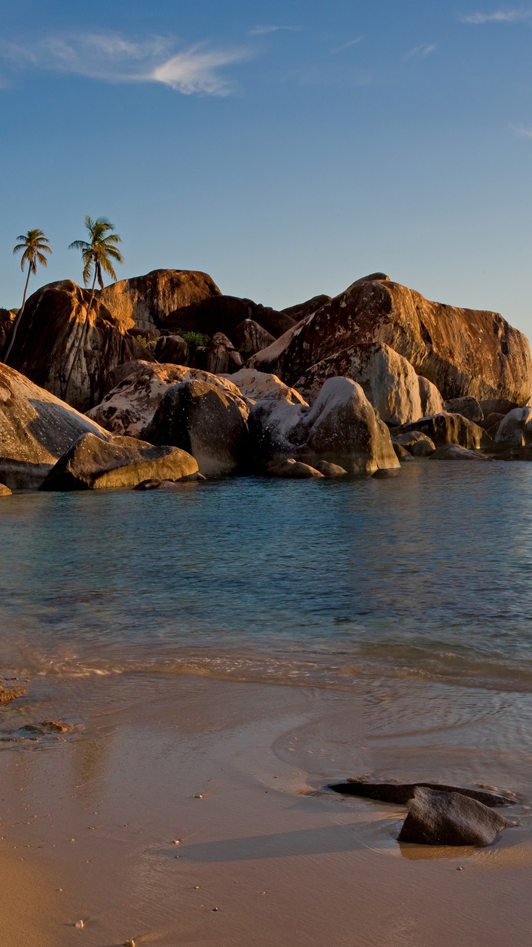 Tropical Sunset, Island Beach, Virgin Gorda, Caribbean, 1080x1920 Full HD Phone