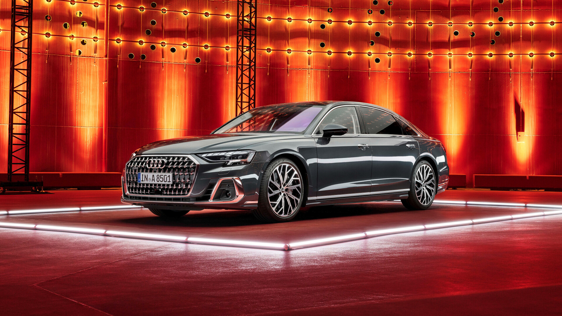 Audi A8: L 2022, Audi's flagship sedan, A new grille, re-worked front and rear bumpers. 1920x1080 Full HD Wallpaper.