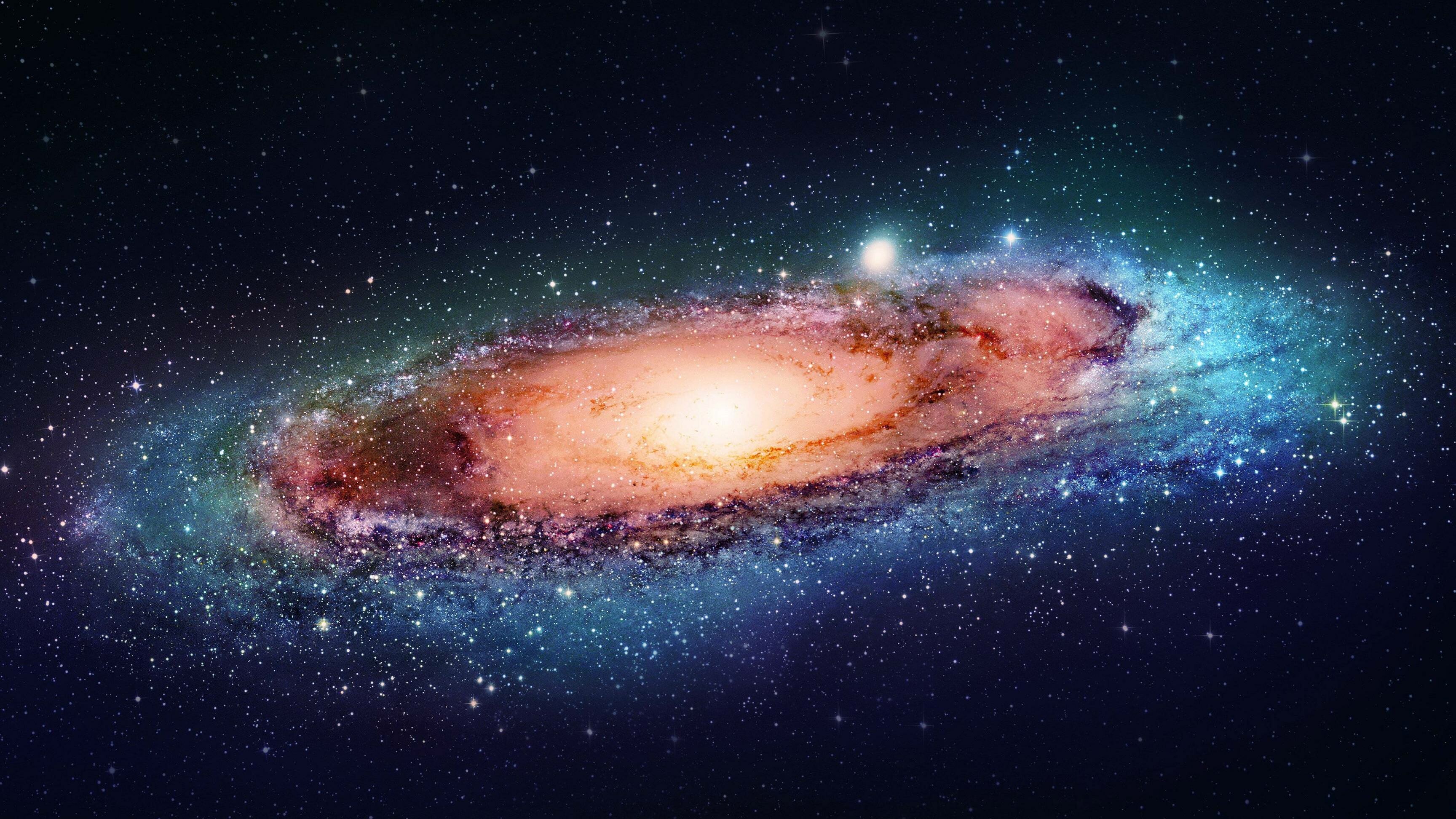 Galaxy: Milky Way, The Solar System, Systems of dust, gas, dark matter. 3460x1950 HD Background.