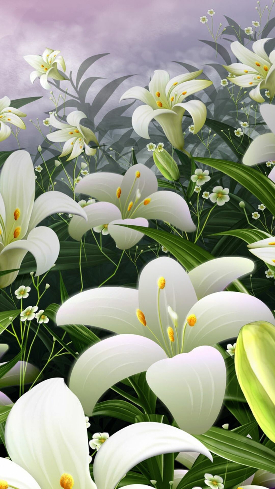 Lily: True lilies bloom at different times between spring and fall. 1080x1920 Full HD Wallpaper.