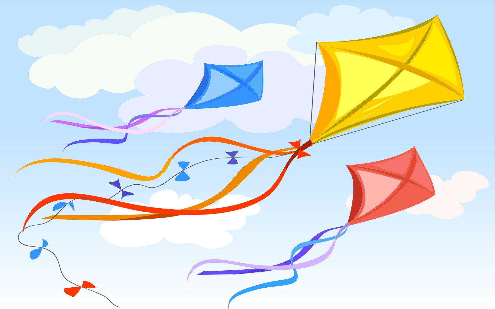 Kite Flying: Vector illustration, Flying a kite in this lovely springtime, The aerial spectacle, Surfing kites. 1920x1200 HD Wallpaper.