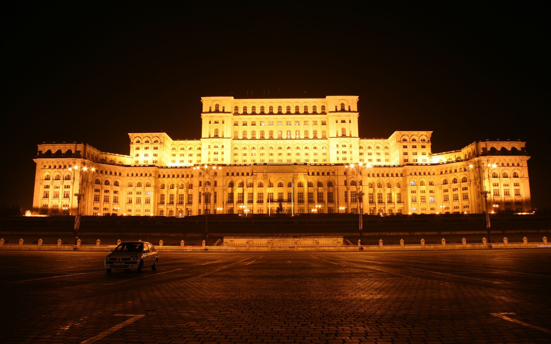Palace of Parliament, Bucharest, Romania, Night, 1920x1200 HD Desktop
