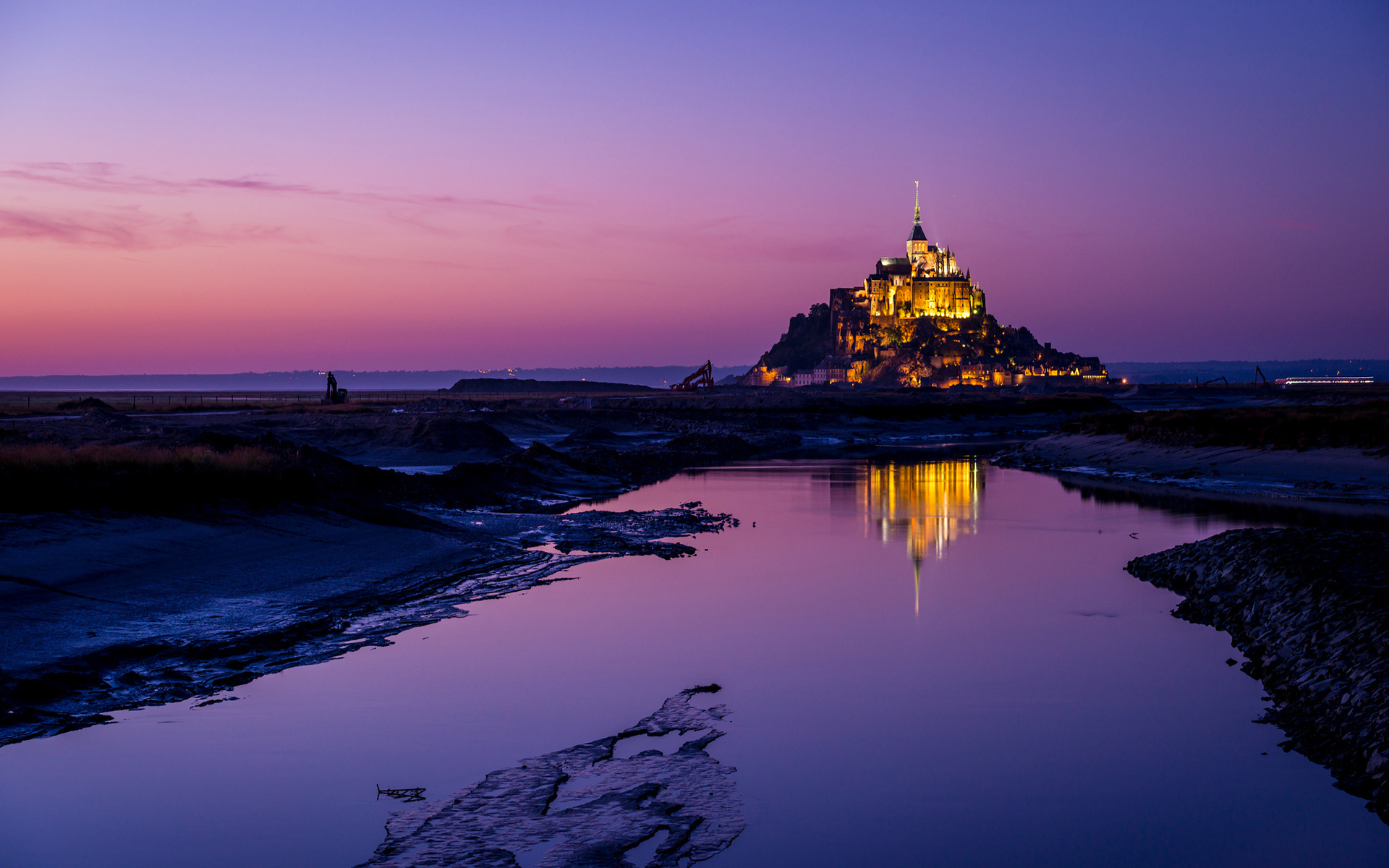 Mont Saint Michel, Travels, Castle, Reflection, 1920x1200 HD Desktop