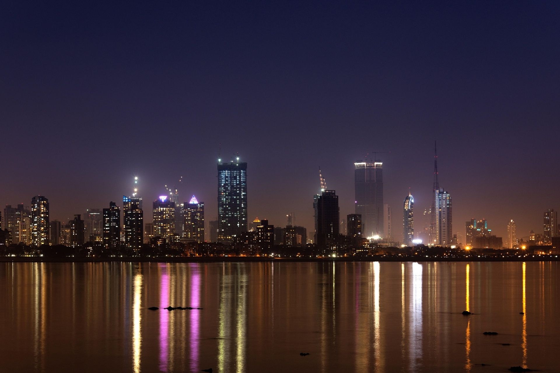 Mumbai Skyline, Nighttime allure, Glowing city lights, Urban dreams, 1920x1280 HD Desktop