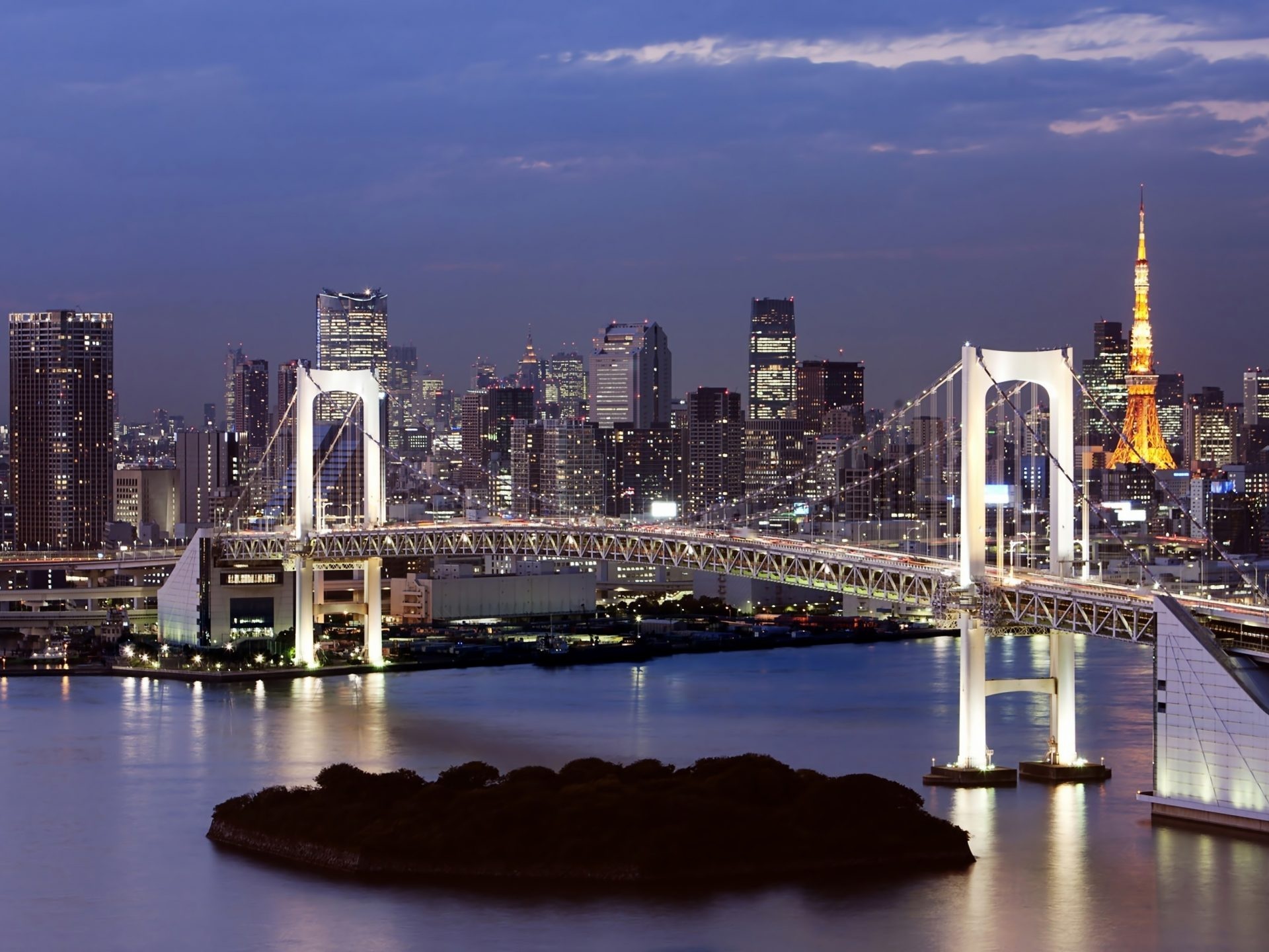Japan skyline, Tokyo Bay, City lights, Modern metropolis, 1920x1440 HD Desktop
