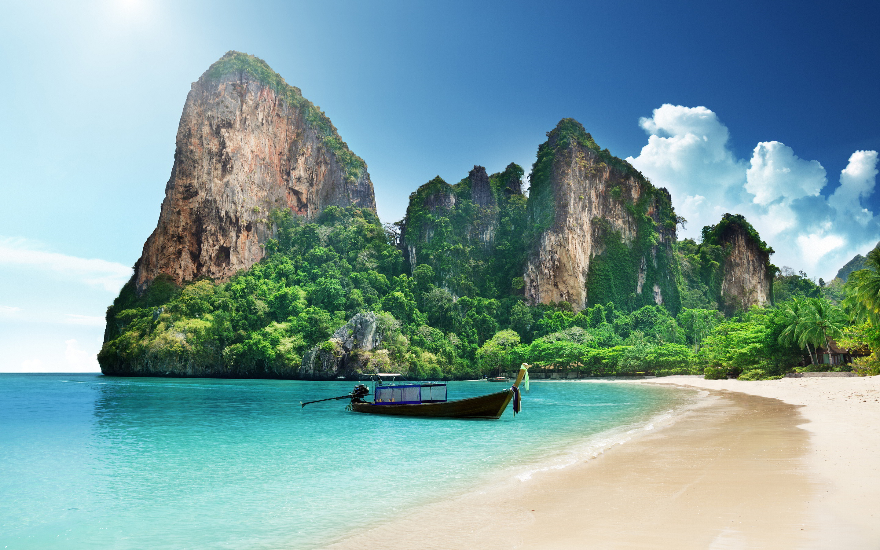 Ko Pha Ngan Thailand, Peaceful boat rides, Idyllic island life, Scenic beauty, 2880x1800 HD Desktop