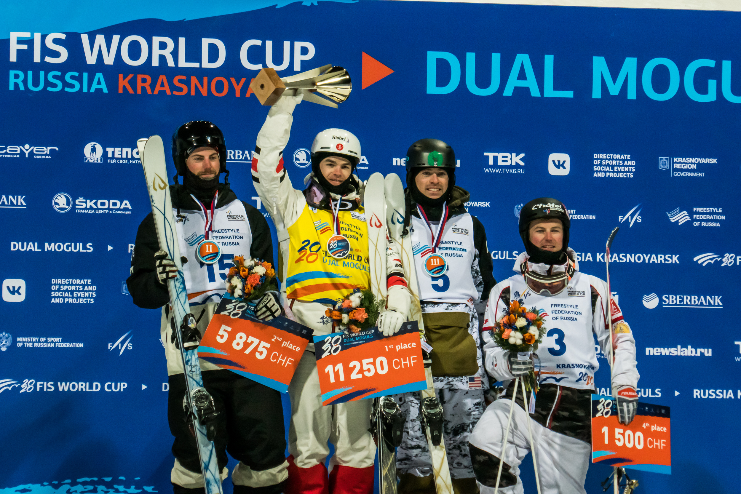 Mikael Kingsbury, World Cup champion, Dual moguls event, Russian triumph, 2500x1670 HD Desktop