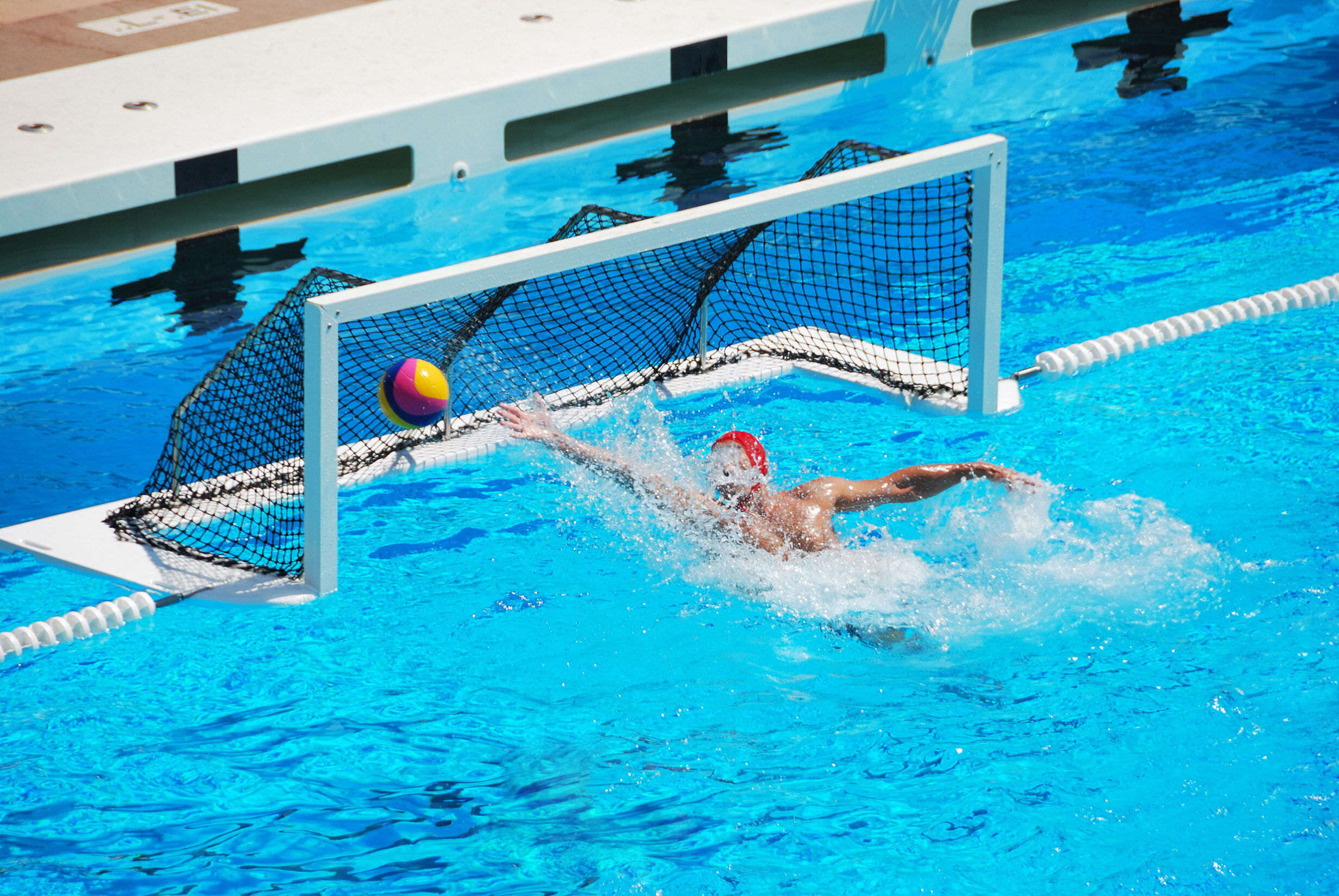 Water Polo: The USA versus Serbia, Friendly competition event, Swim sport. 2470x1650 HD Background.