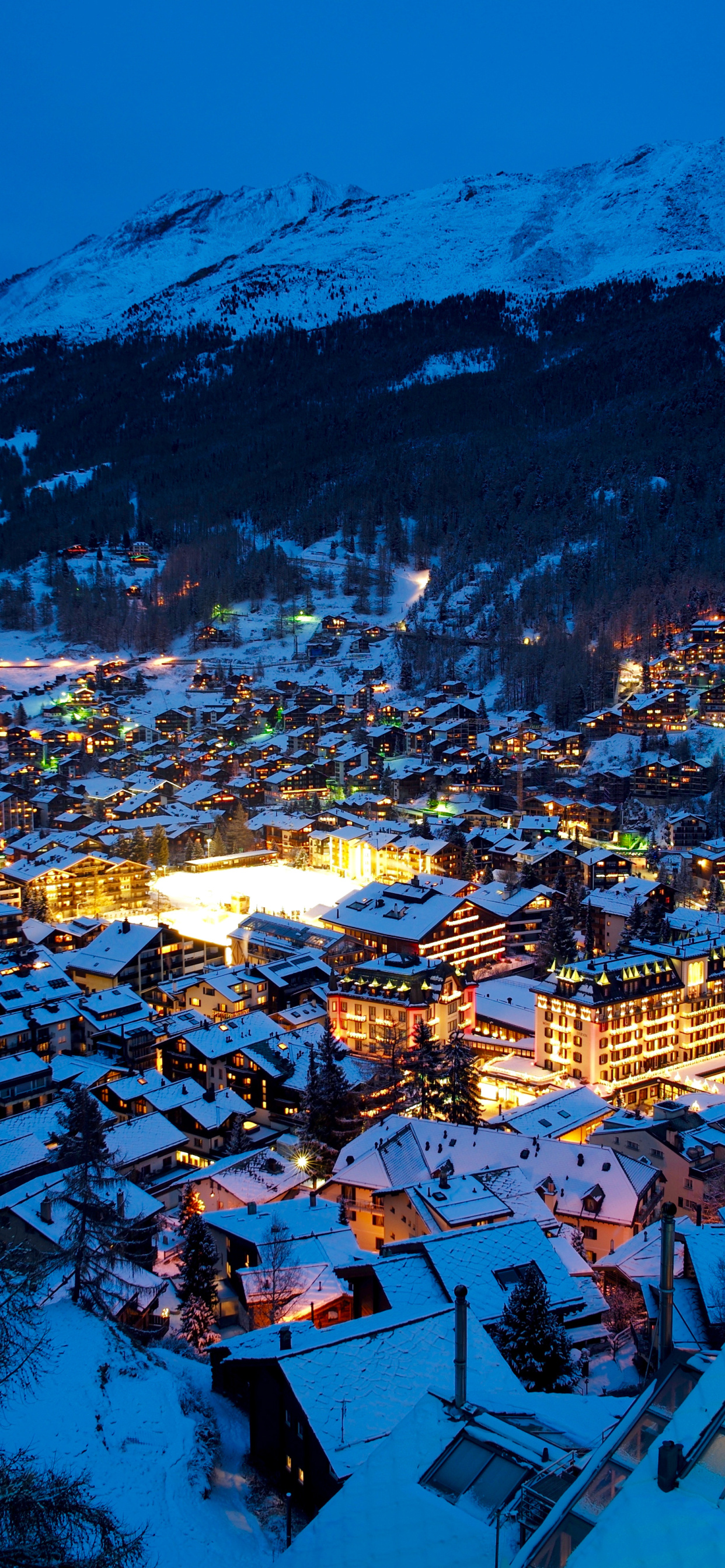 Town: Zermatt, The Matter Valley, The foot of Switzerland's highest peaks, A mountaineering and ski resort of the Swiss Alps. 1250x2690 HD Background.