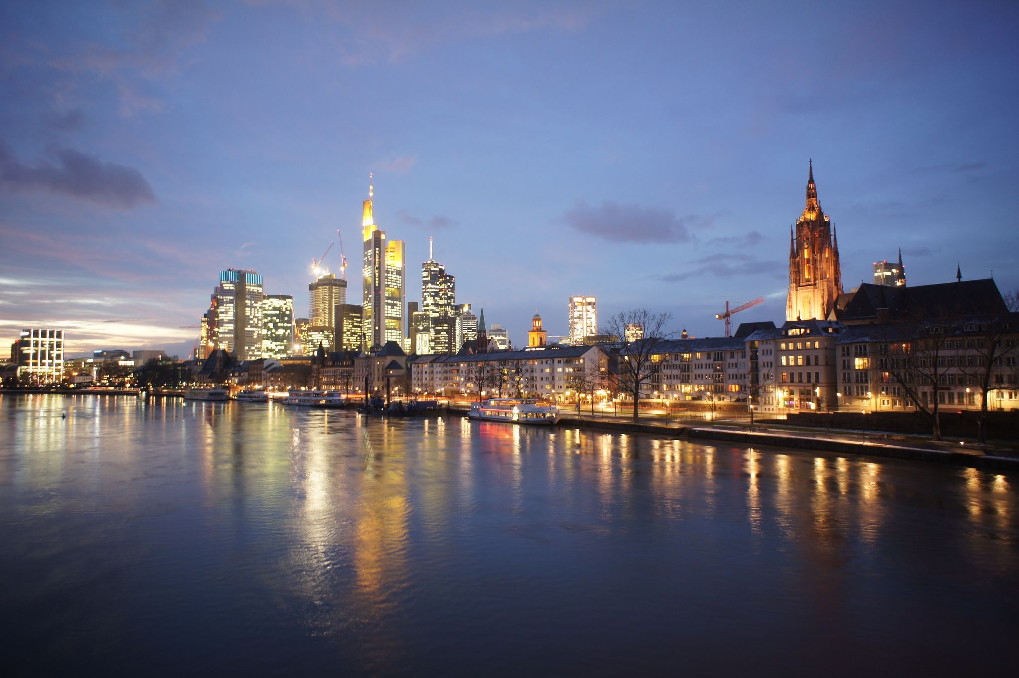 Night Skyline, Frankfurt, Travel and Leisure, City, 2050x1370 HD Desktop