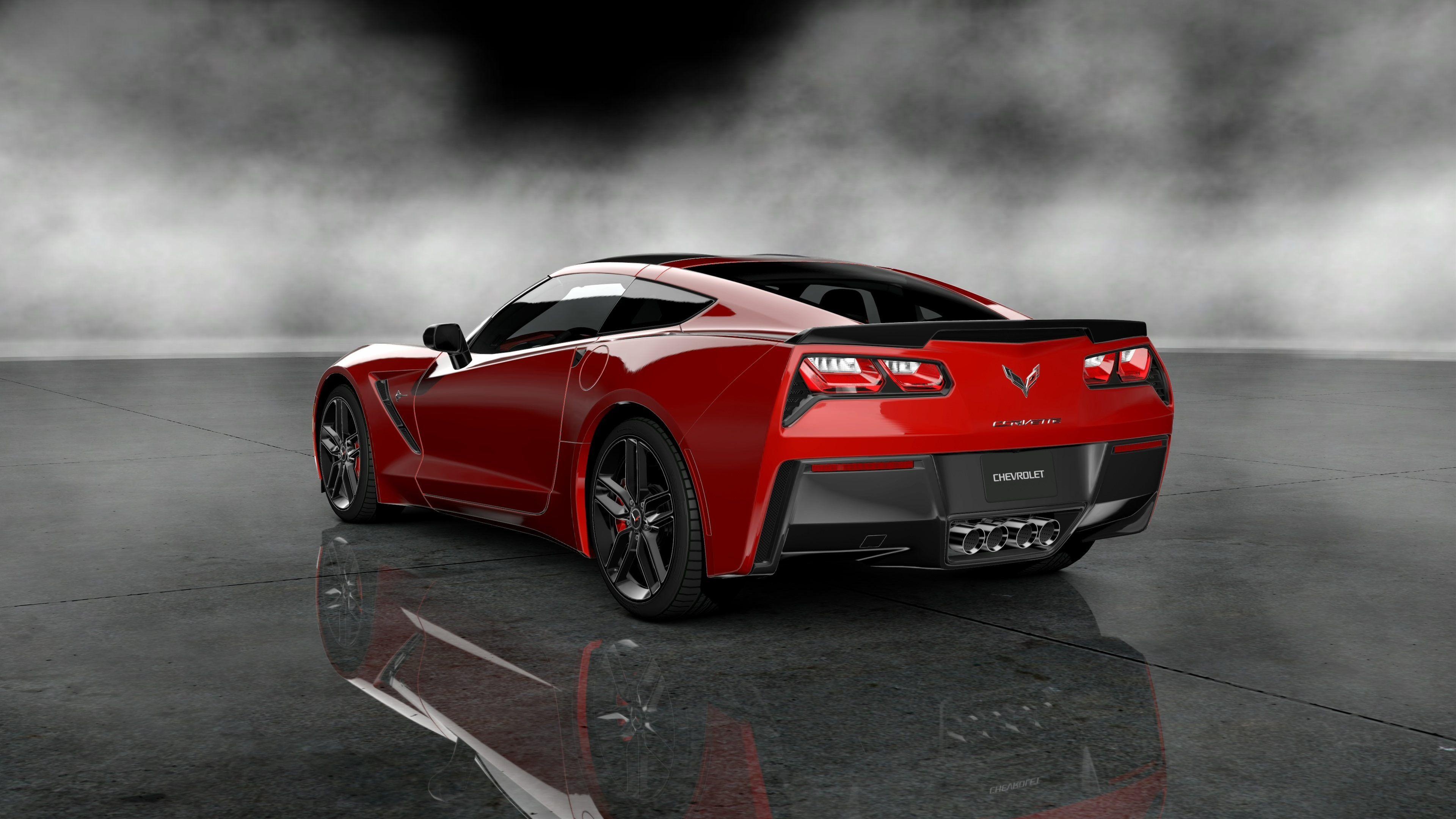 Corvette: Chevy C7 Stingray 2014, A rendered model, Gran Turismo video game, Racing simulator. 3840x2160 4K Background.