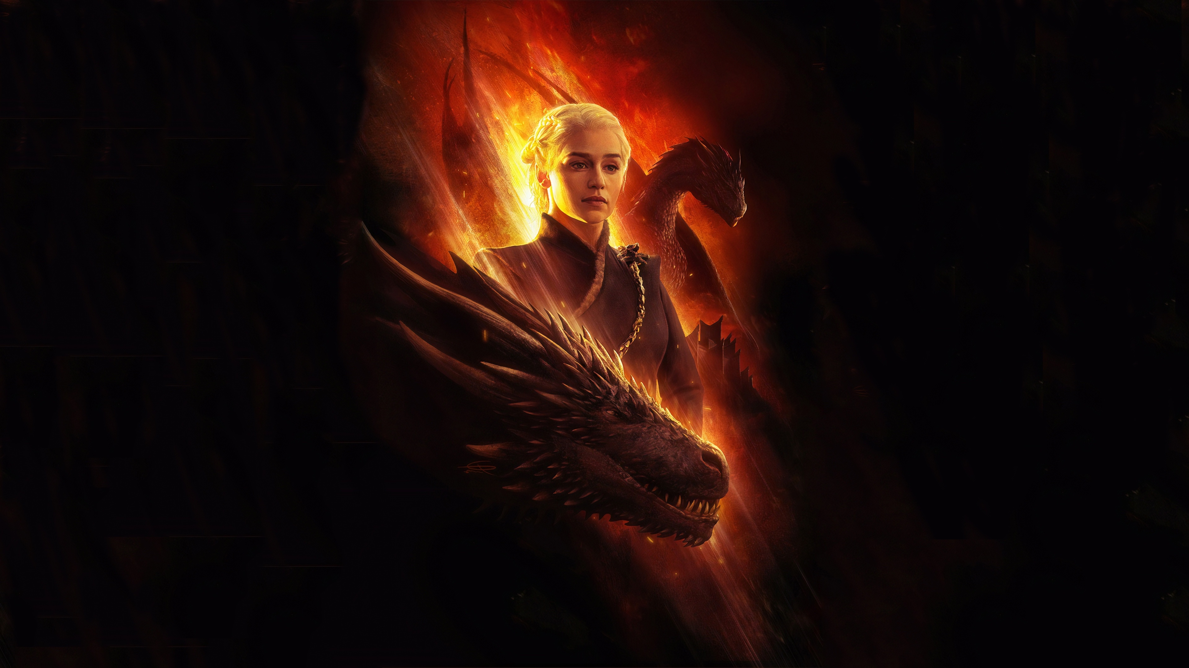 House Targaryen, Game of Thrones wallpaper, Daenerys Targaryen, Artistic portrayal, 3840x2160 4K Desktop