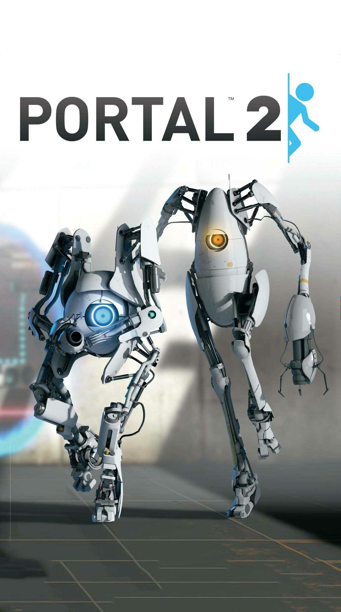Portal 2 (Game): In the new cooperative mode, players solve puzzles together as robots Atlas and P-Body. 1390x2480 HD Background.