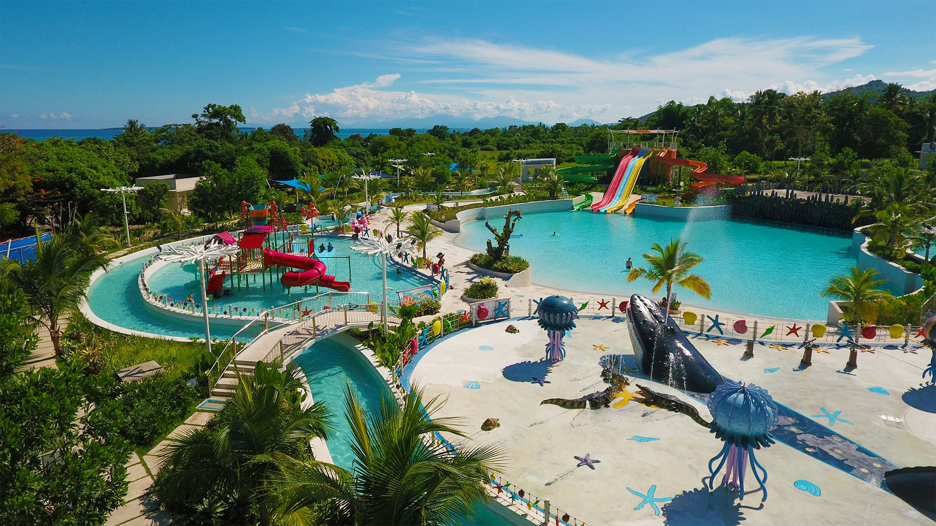 Waterpark: Astoria Palawan, An entertainment venue for aquatic recreation. 1920x1080 Full HD Background.