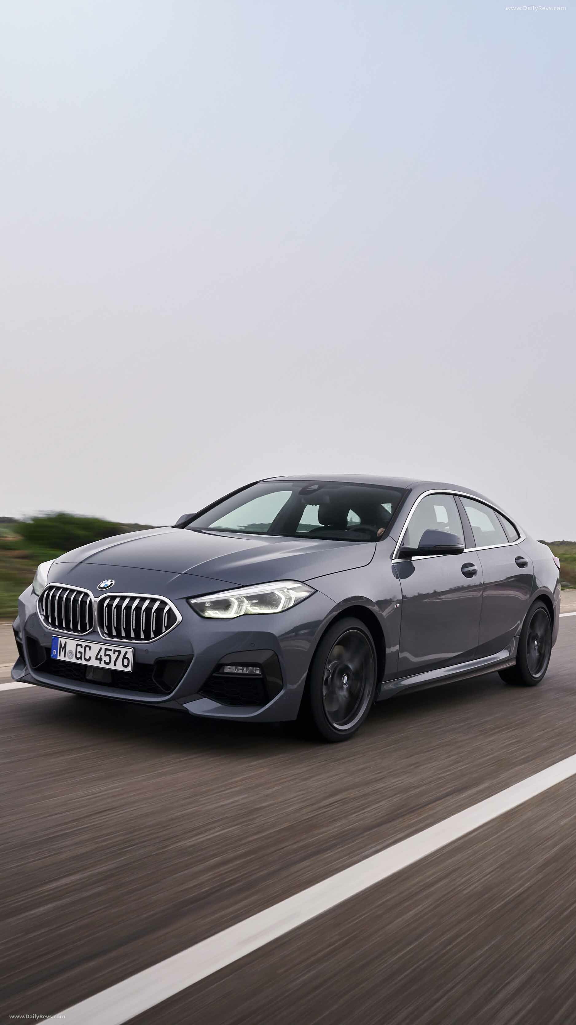 BMW 2 Series: Based on the popular X1 SUV, the 2020 Gran Coupe, An entry-level sedan with a rakish roofline and standard all-wheel drive. 1880x3340 HD Background.