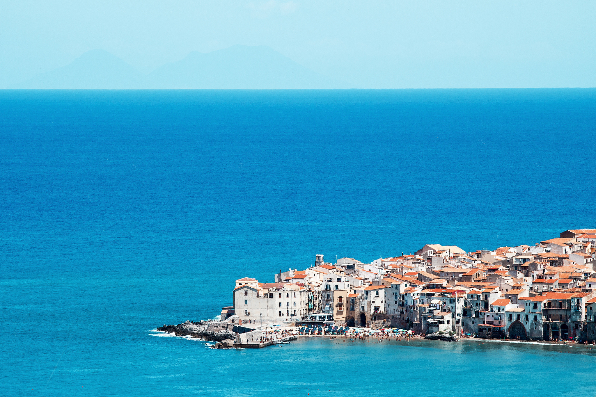 Cefalu, Sea houses, Sky wallpapers, Italy, 2050x1370 HD Desktop