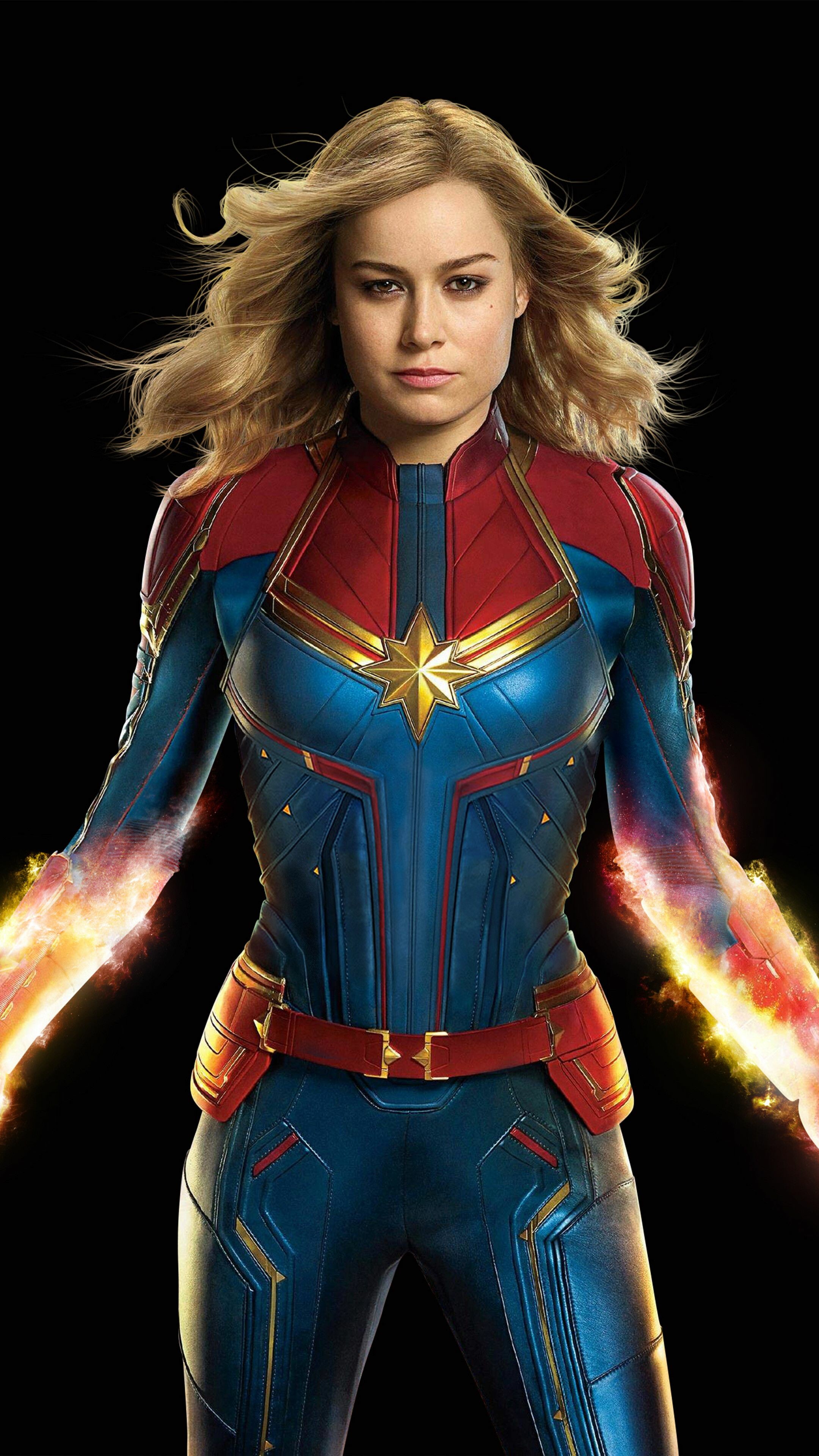 Marvel Girls: Brie Larson as Captain Marvel, MCU, A former U.S. Air Force fighter pilot. 2160x3840 4K Wallpaper.