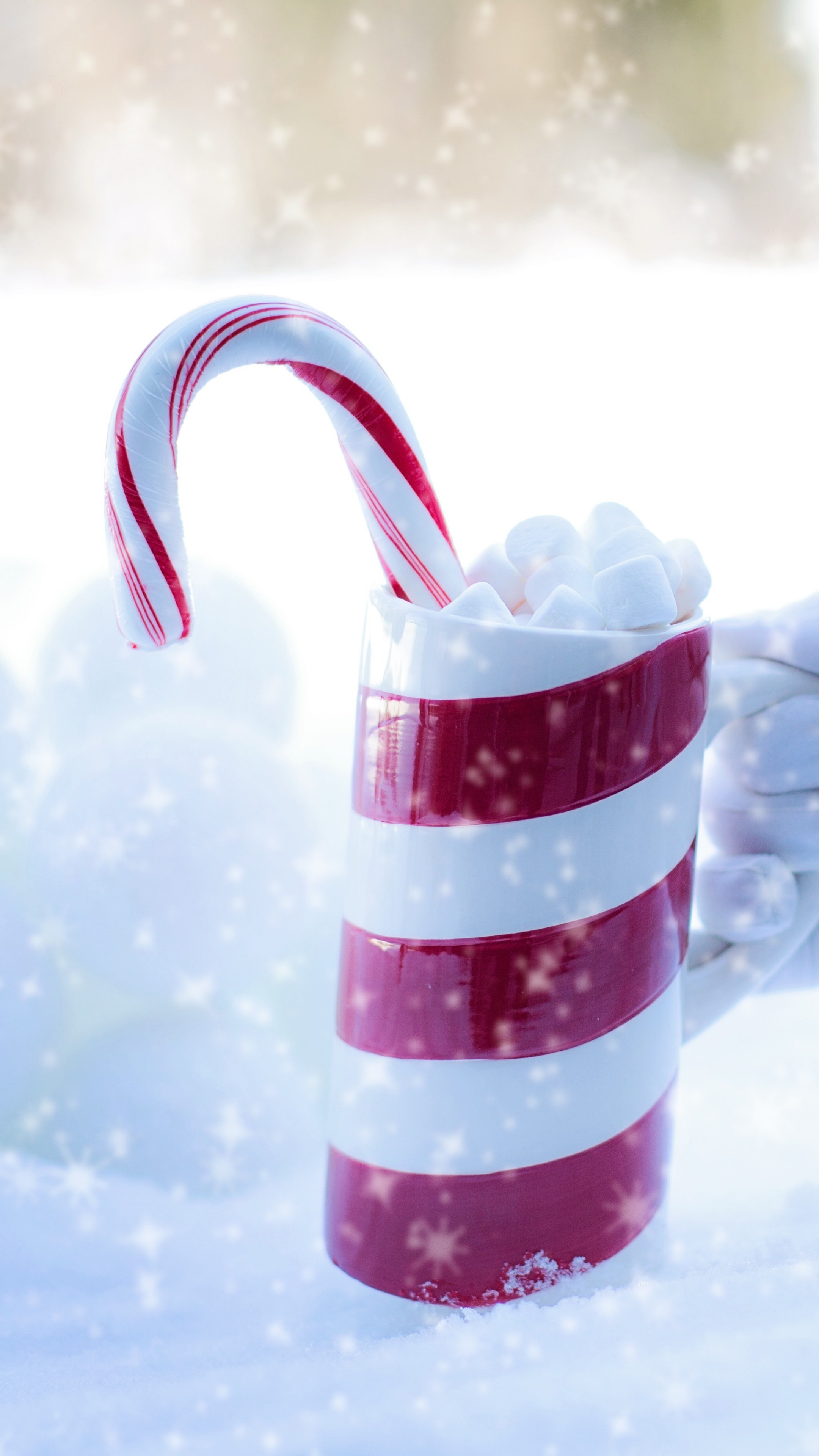 Santa's candy cup, Snowy winter delight, Christmas sweetness, Festive decoration, 2160x3840 4K Handy
