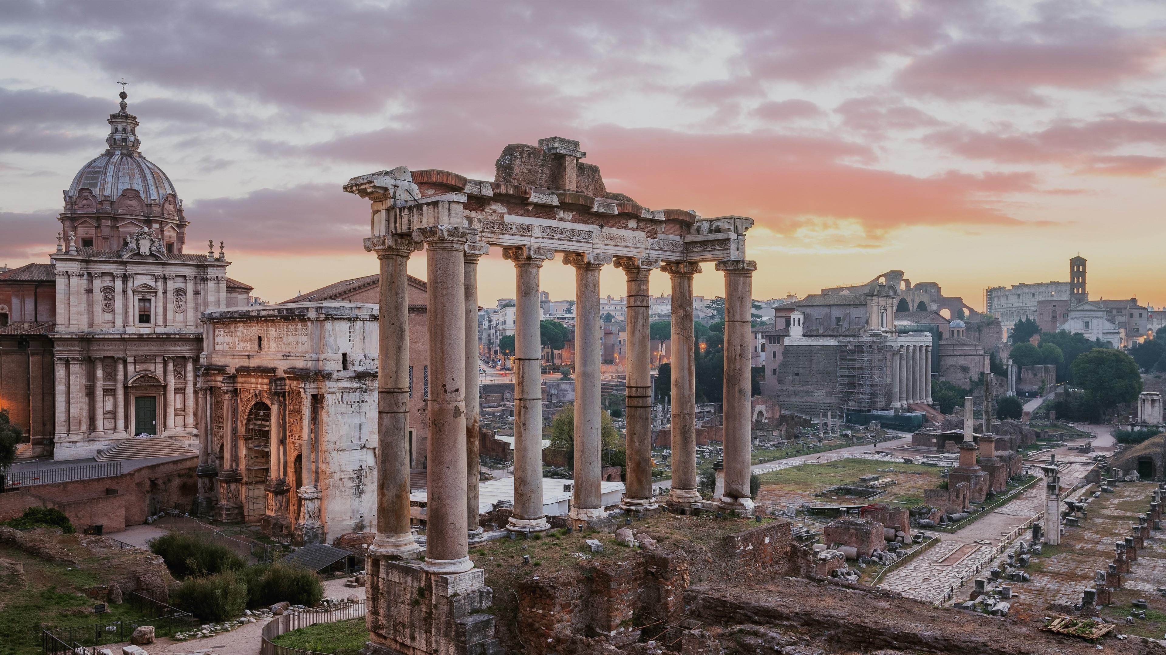 Rome skyline, Roman ruins, Travel wallpapers, HD, 3840x2160 4K Desktop
