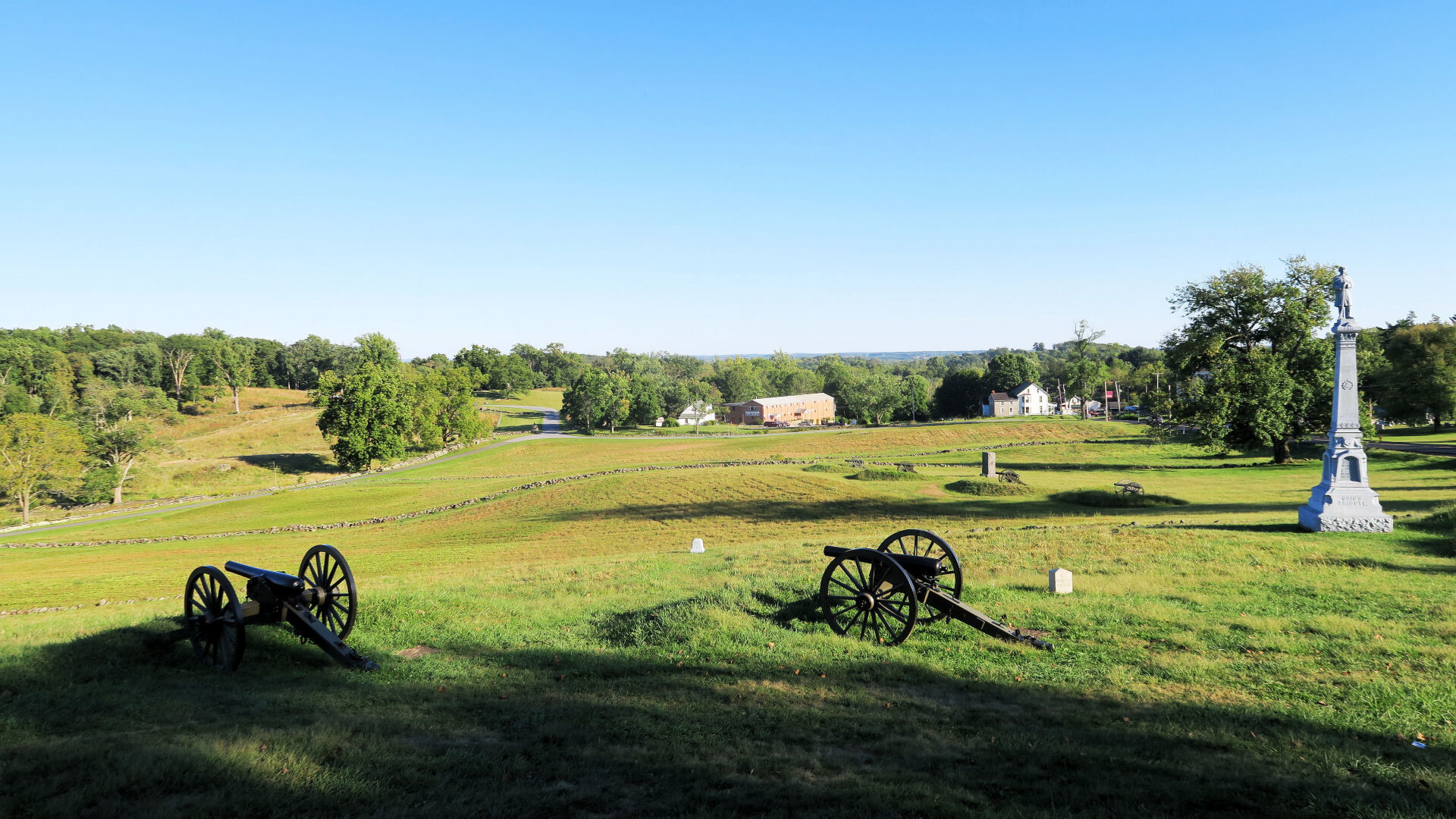 Gettysburg: The memorial monuments at the battlefield at the National Park in Pennsylvania, American Civil War. 1920x1080 Full HD Wallpaper.