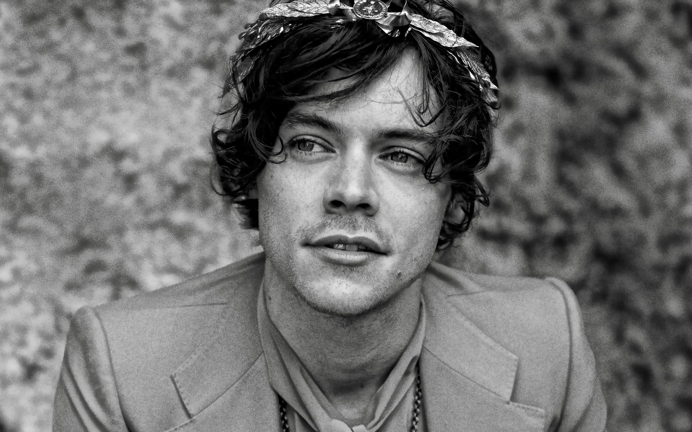 Harry Styles, British singer, Monochrome portrait, High-quality pictures, 2880x1800 HD Desktop