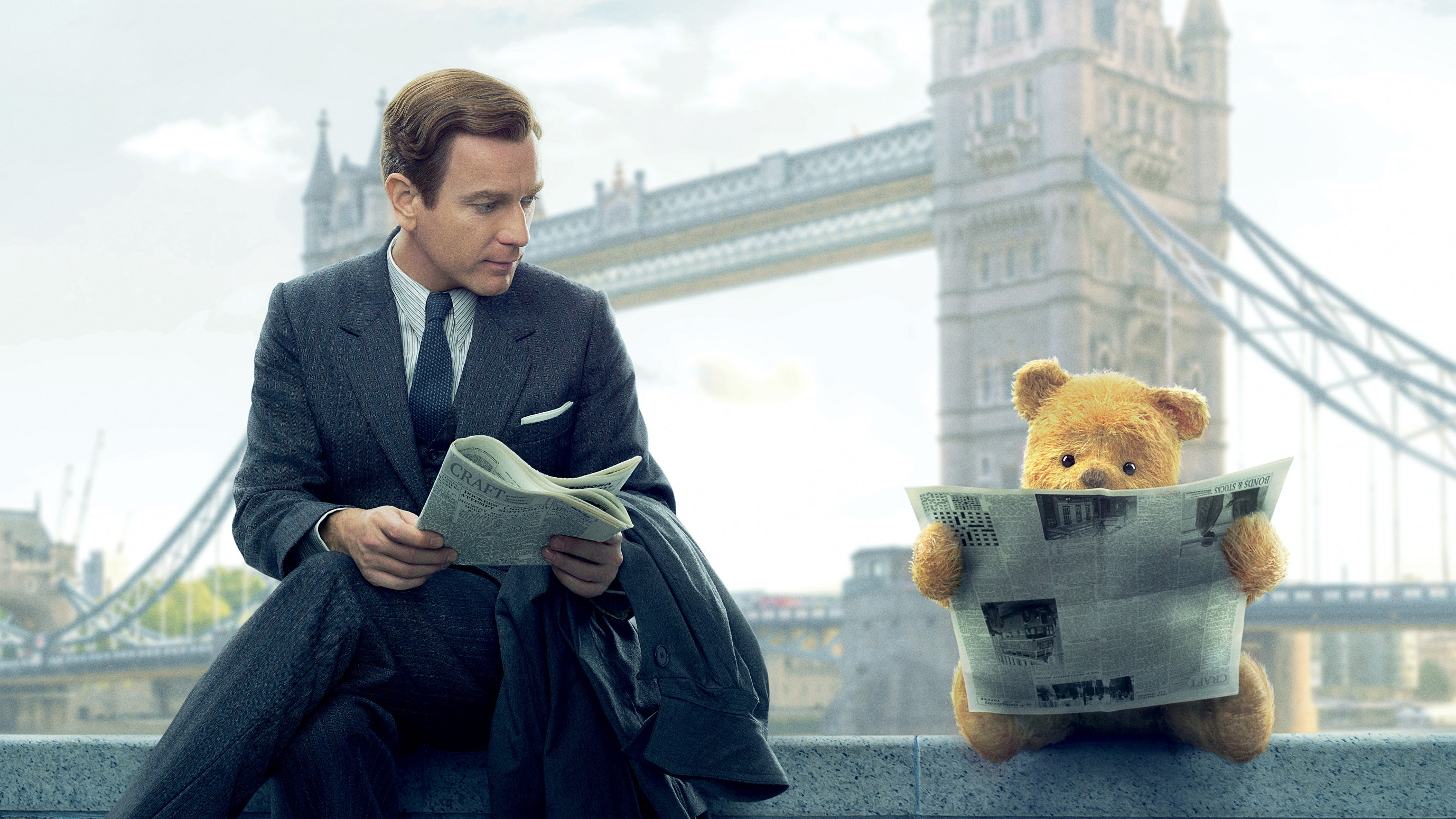 Christopher Robin (Movie): Teddy bear, Childhood friend Winnie-the-Pooh, Movie poster. 2760x1550 HD Background.
