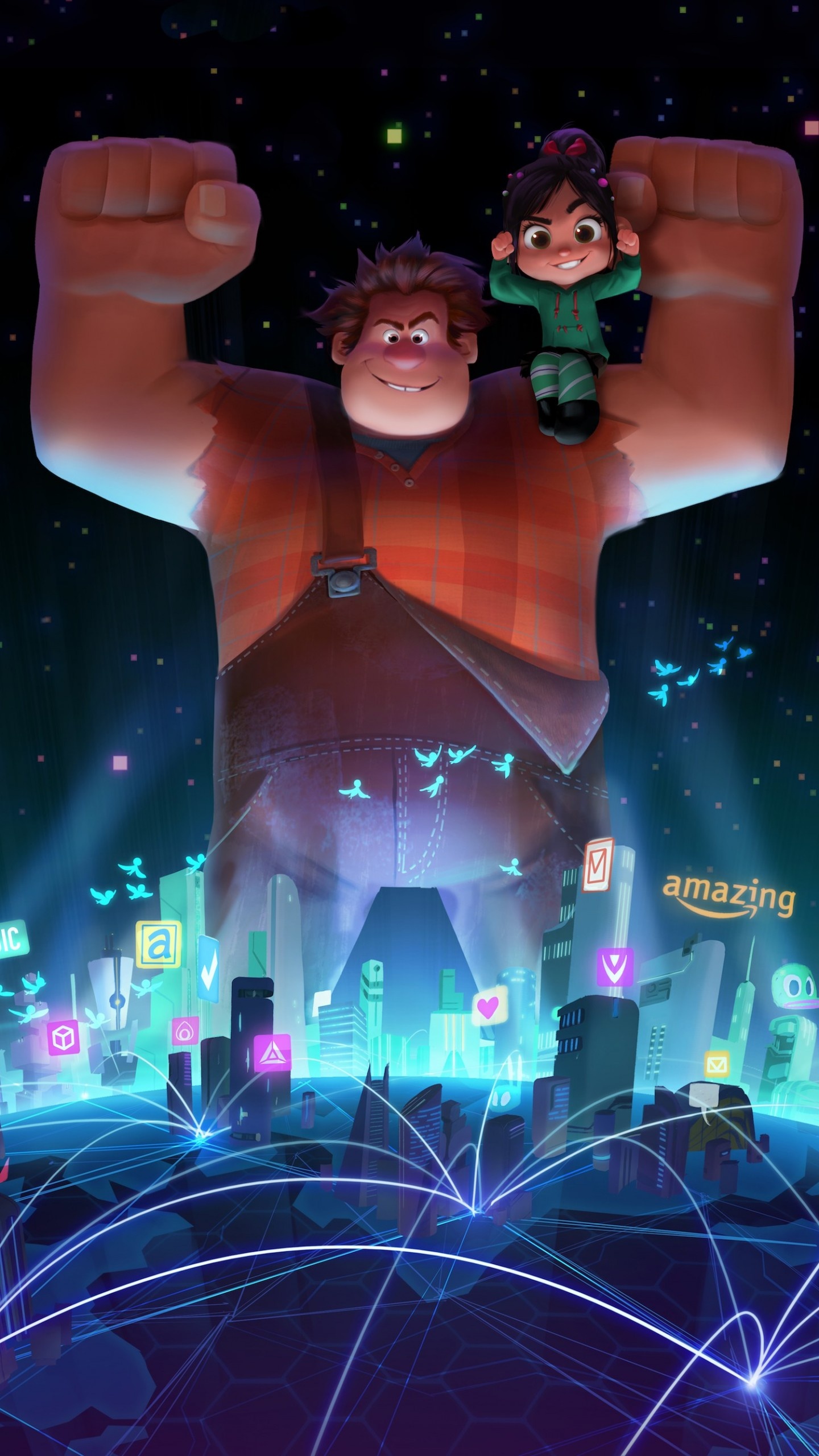 Ralph Breaks the Internet, 4K movie wallpapers, Memorable animated duo, Exciting quests, 1440x2560 HD Handy