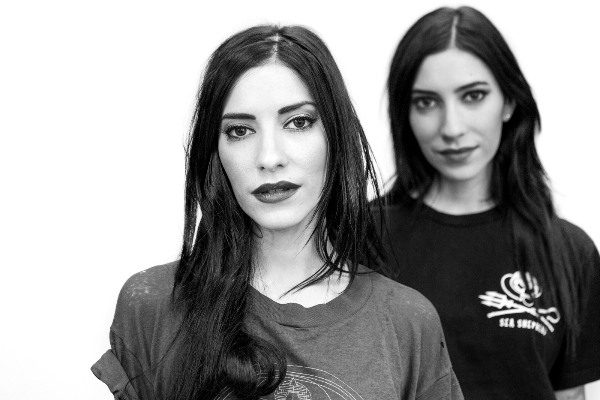 The Veronicas, Model photoshoot, Beauty and hairstyle, Black and white photography, 2000x1340 HD Desktop