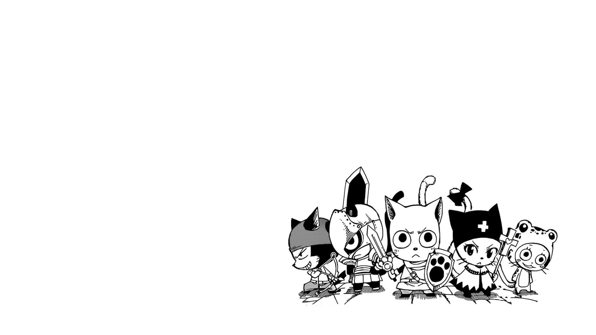 Happy (Fairy Tail): Manga, The Exceed species, Monochrome. 1920x1080 Full HD Wallpaper.