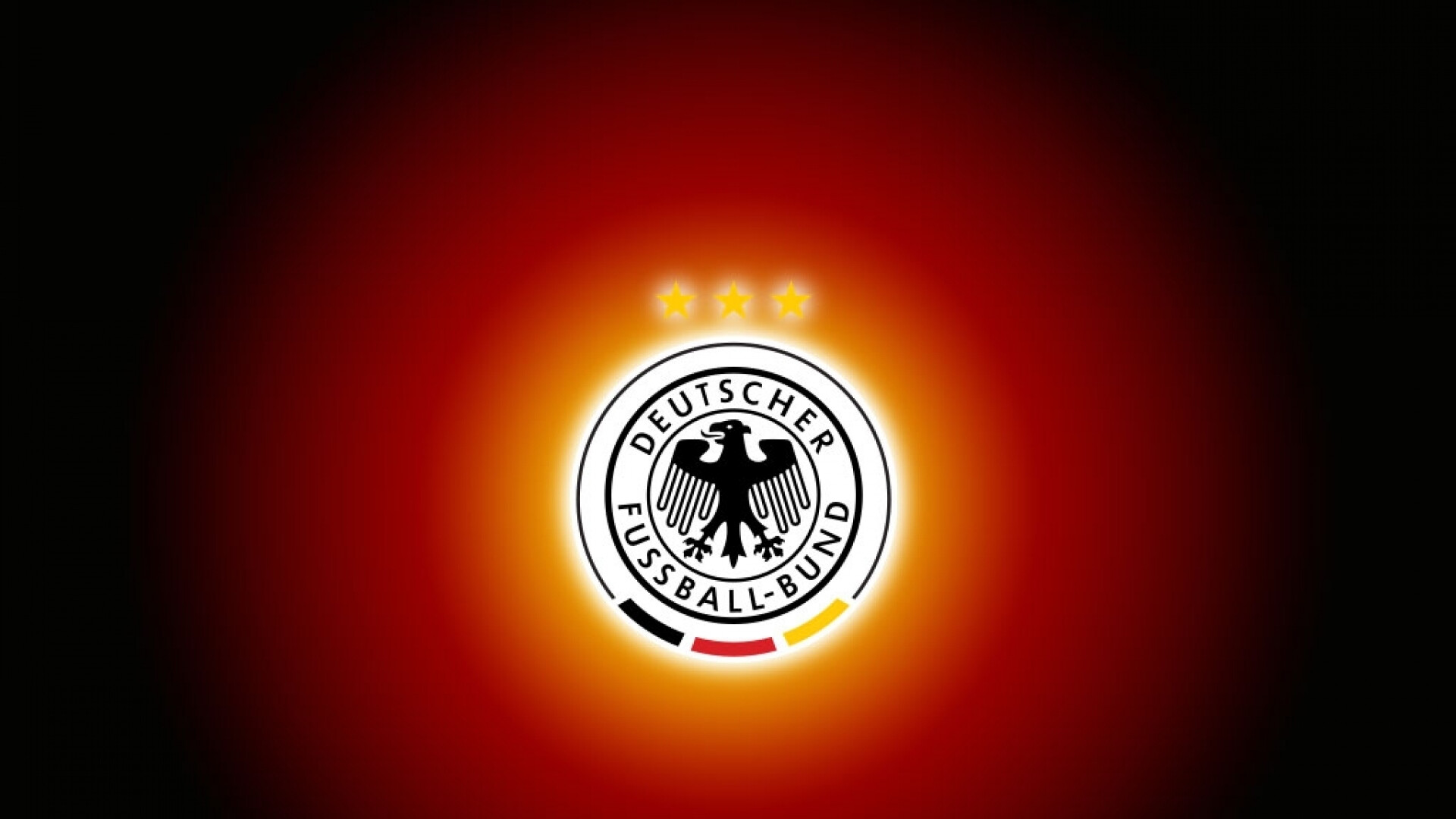 Germany Soccer Team: Emblem with three stars - the amount of World Cups won by the DFB Eleven. 1920x1080 Full HD Wallpaper.