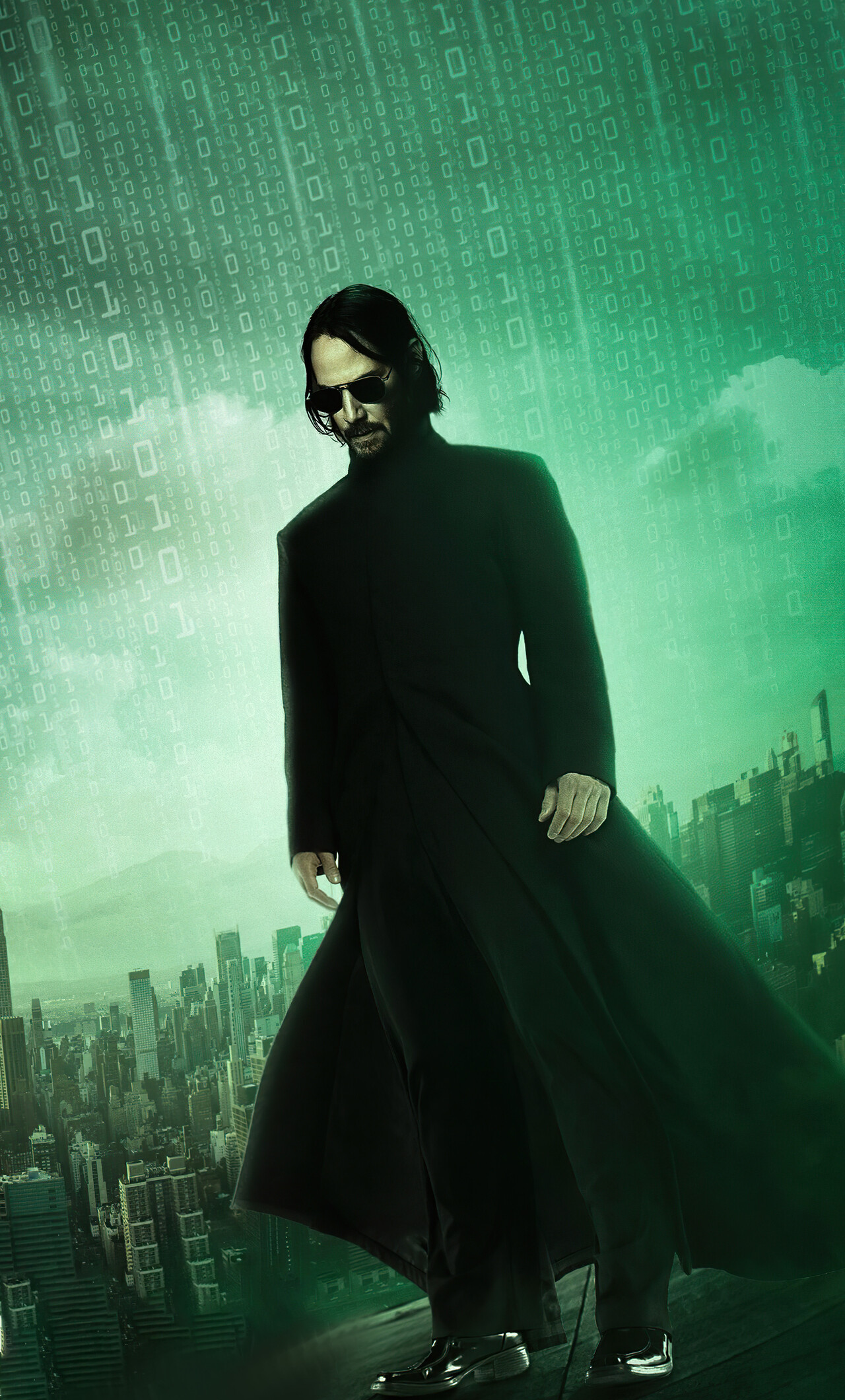 The Matrix Resurrections: The score by Johnny Klimek and Tom Tykwer, Neo, Keanu Reeves. 1280x2120 HD Wallpaper.