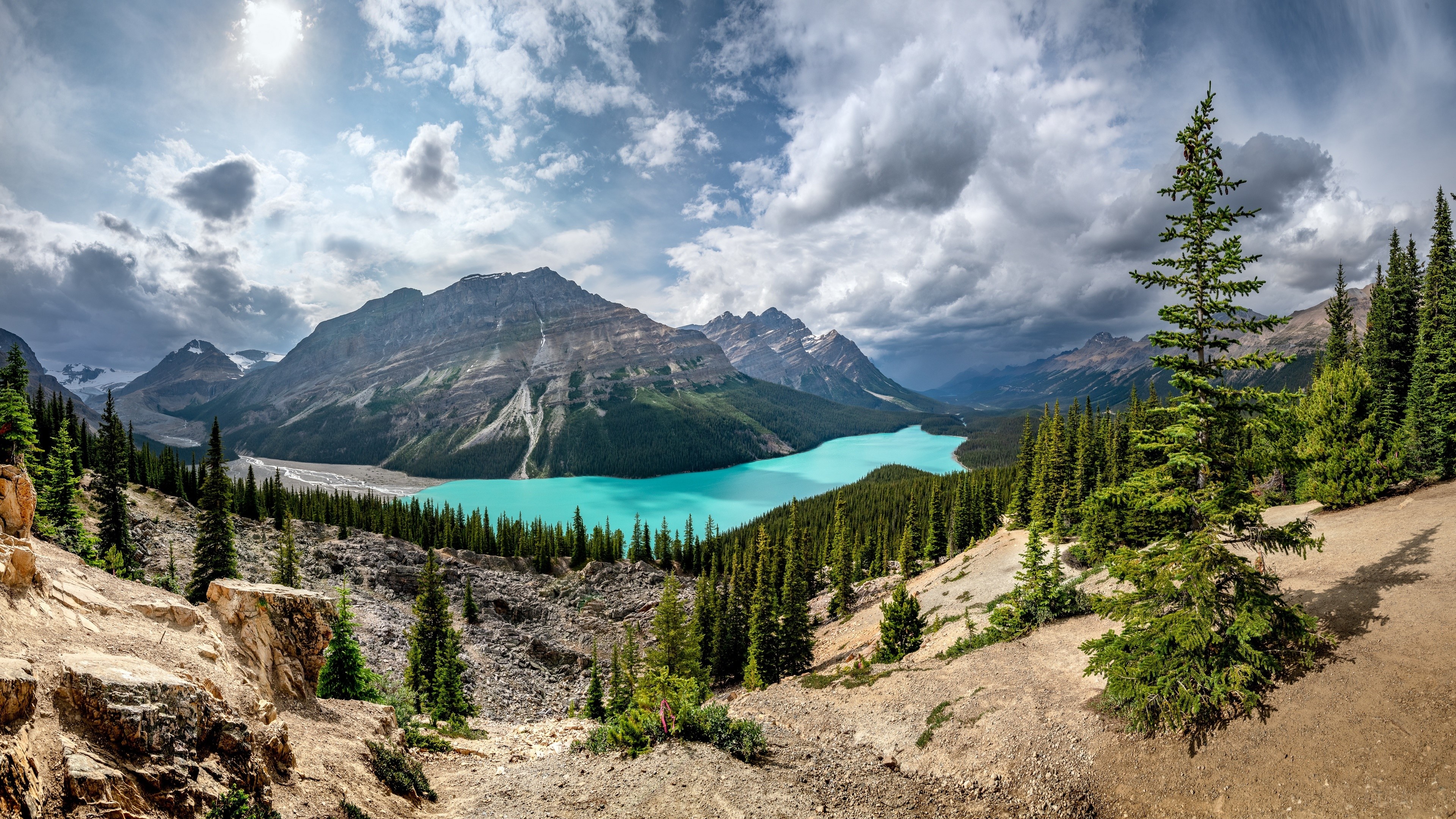 Beautiful wallpapers of Abraham Lake in Banff National Park, 3840x2160 4K Desktop