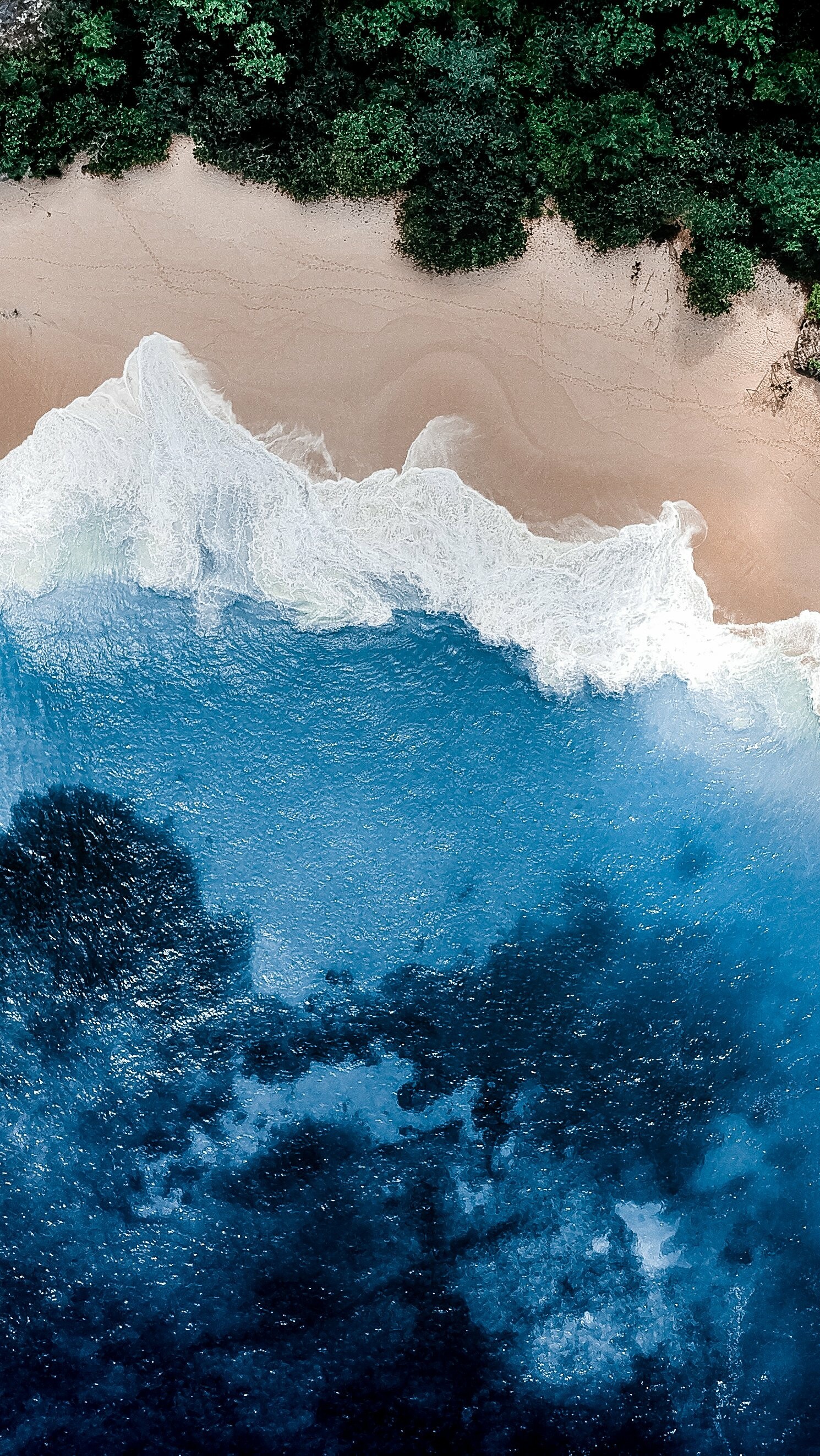 Beach: Blue ocean, The result of wave action, Coastline, Island. 1490x2650 HD Background.