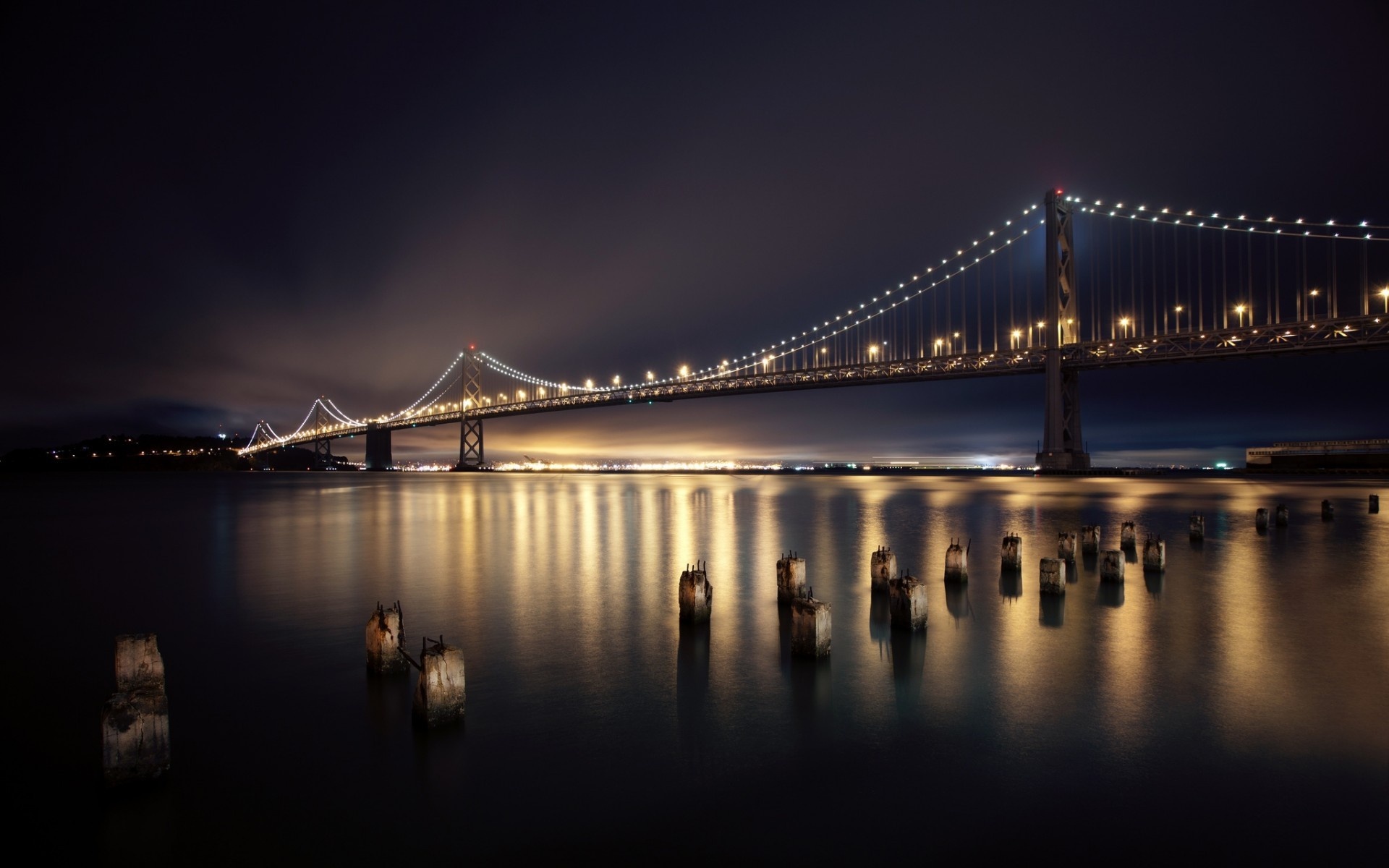 San Francisco: Rincon Park, Bay Bridge, Suspension bridge. 1920x1200 HD Wallpaper.