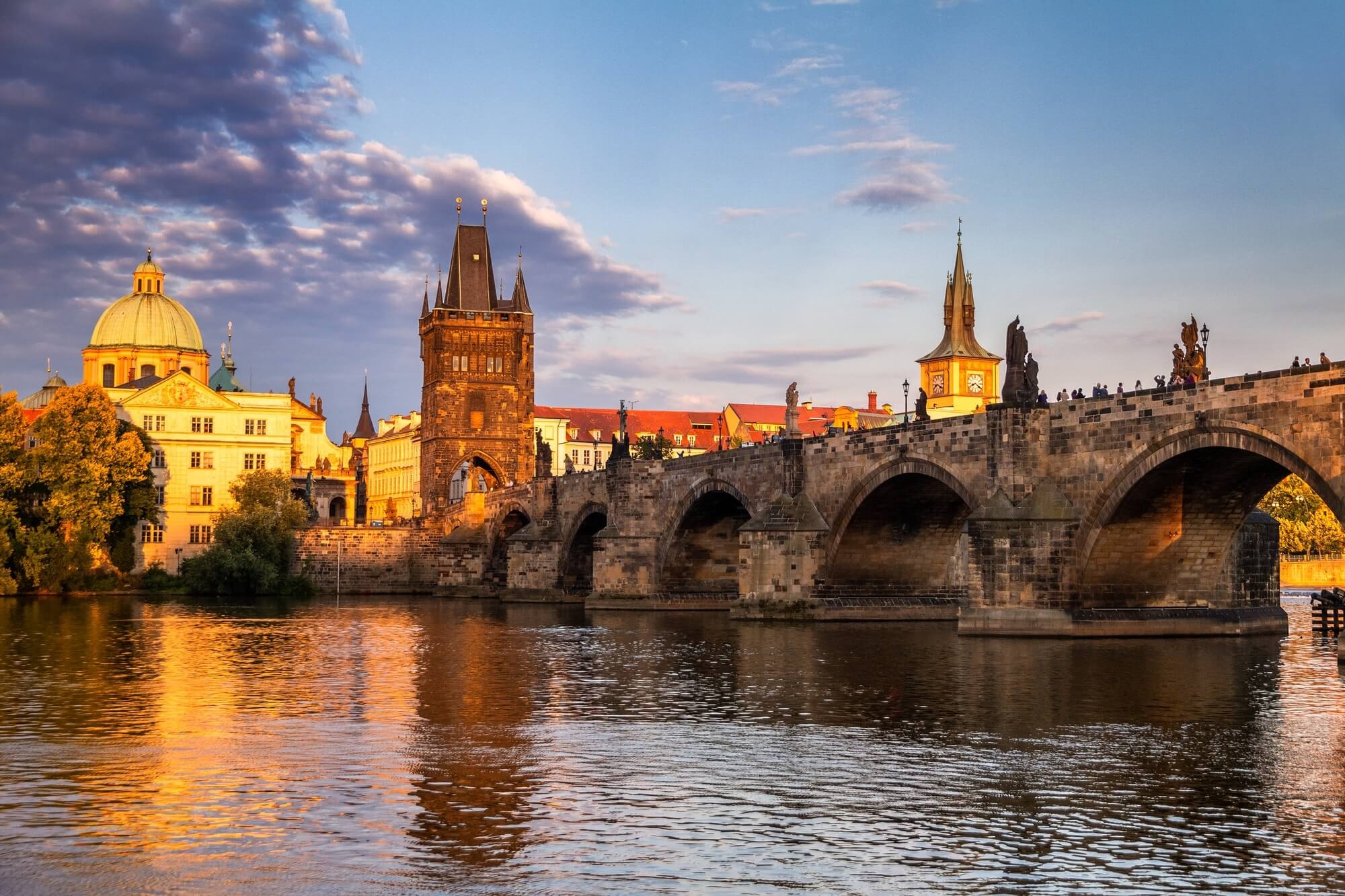 Prague's iconic landmark, Scenic sunset view, Czech Republic's gem, Historical architecture, 2000x1340 HD Desktop