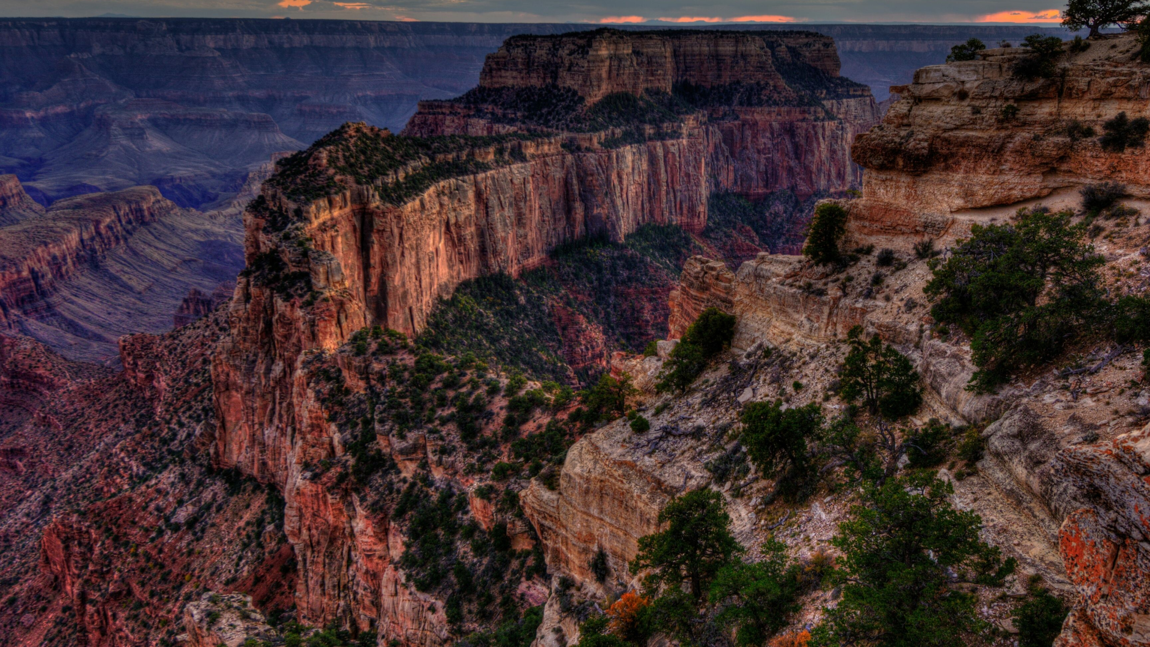 Grand Canyon: The area has been continuously inhabited by Native Americans, A deep cleft between escarpments. 3840x2160 4K Background.