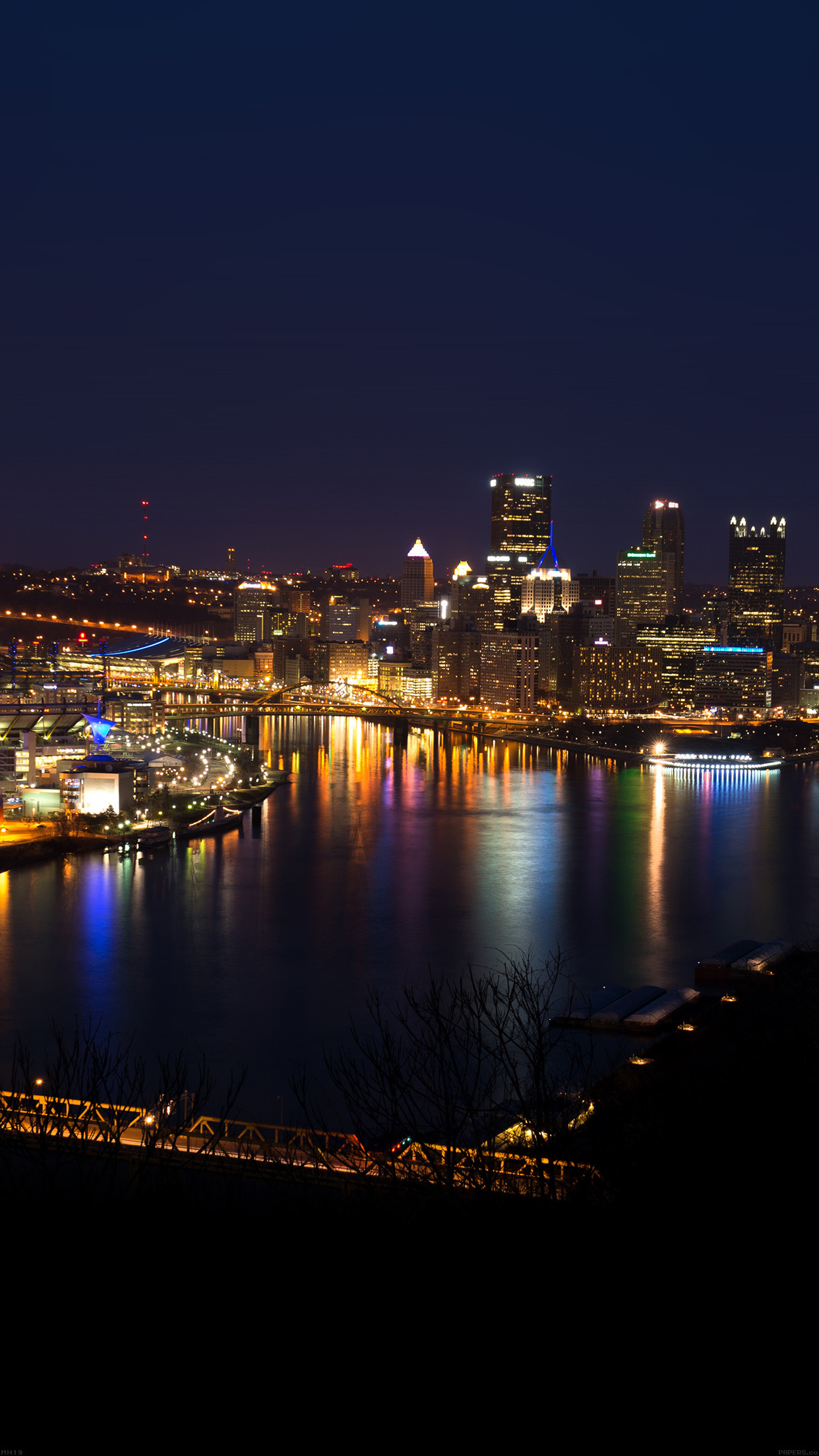 Pittsburgh Skyline, Nighttime cityscape, Mesmerizing views, Urban panorama, 1250x2210 HD Handy