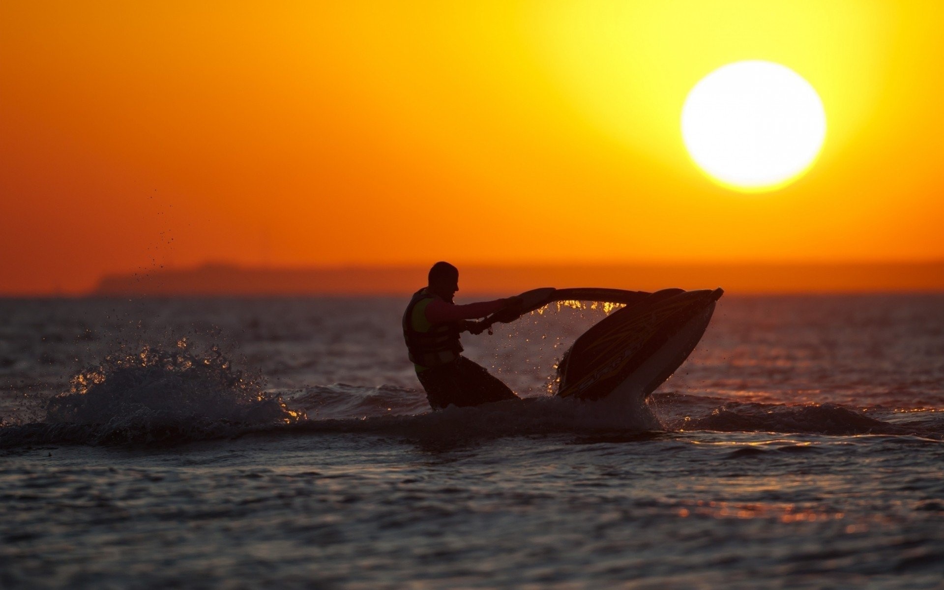 Jet Ski: An offshore racer, Outdoor activity at sunset. 1920x1200 HD Background.