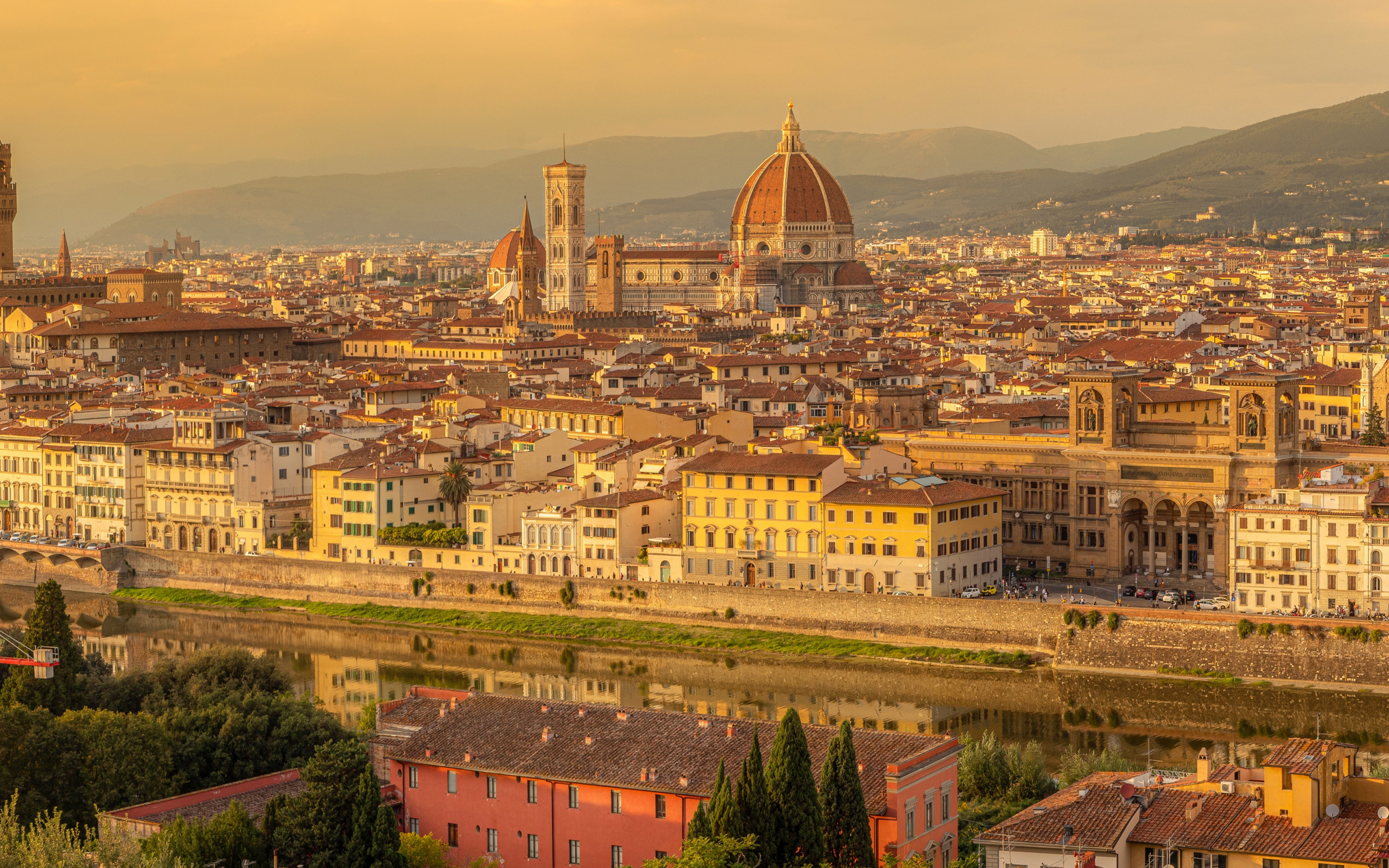 Florence Cathedral, Evening sunset, Cityscape, San Niccolo, Florence, Italy, 2880x1800 HD Desktop