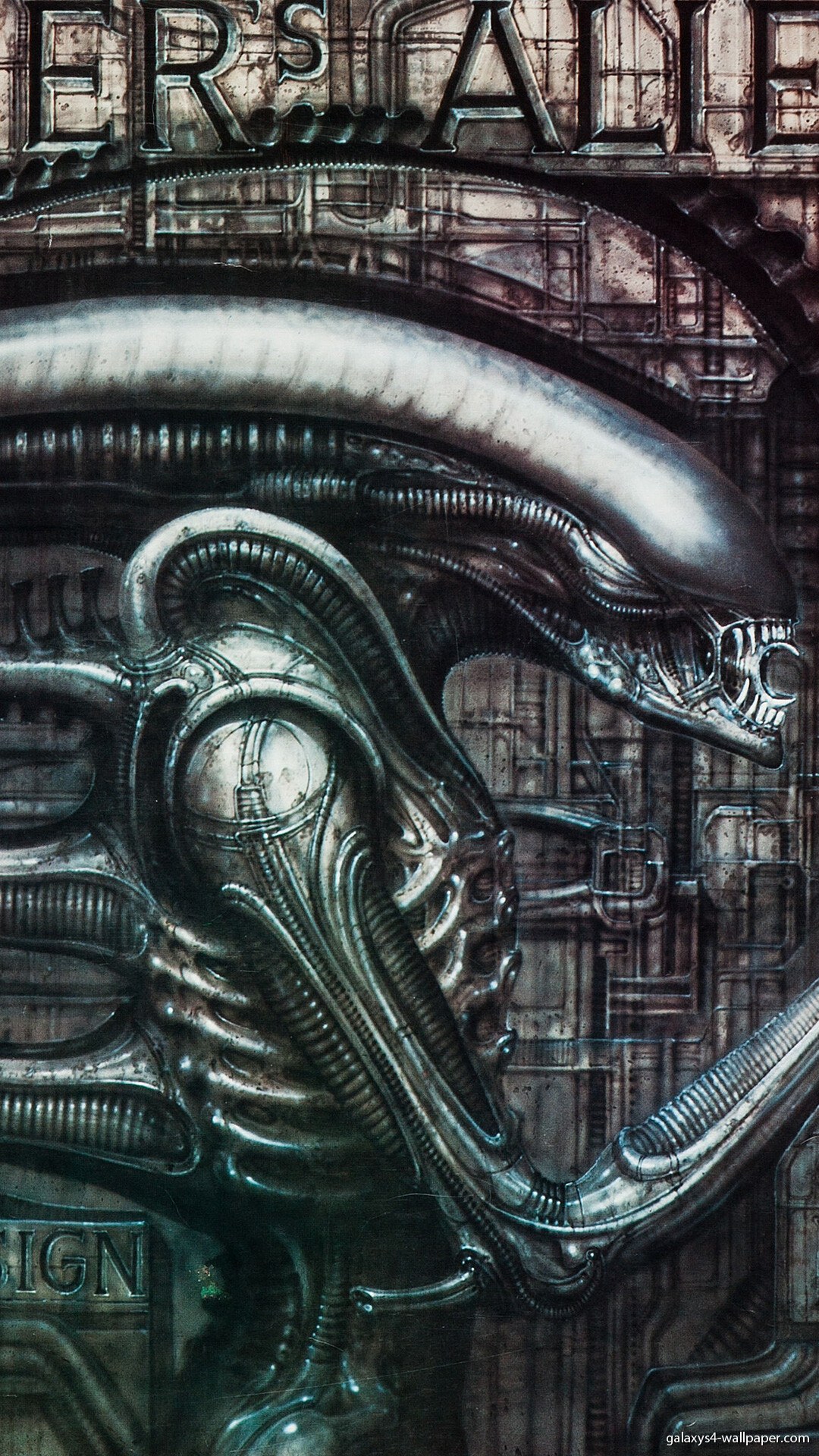 H.R. Giger: Xenomorph, Modern Artwork, A Fictional Endoparasitoid Extraterrestrial Creature. 1080x1920 Full HD Wallpaper.