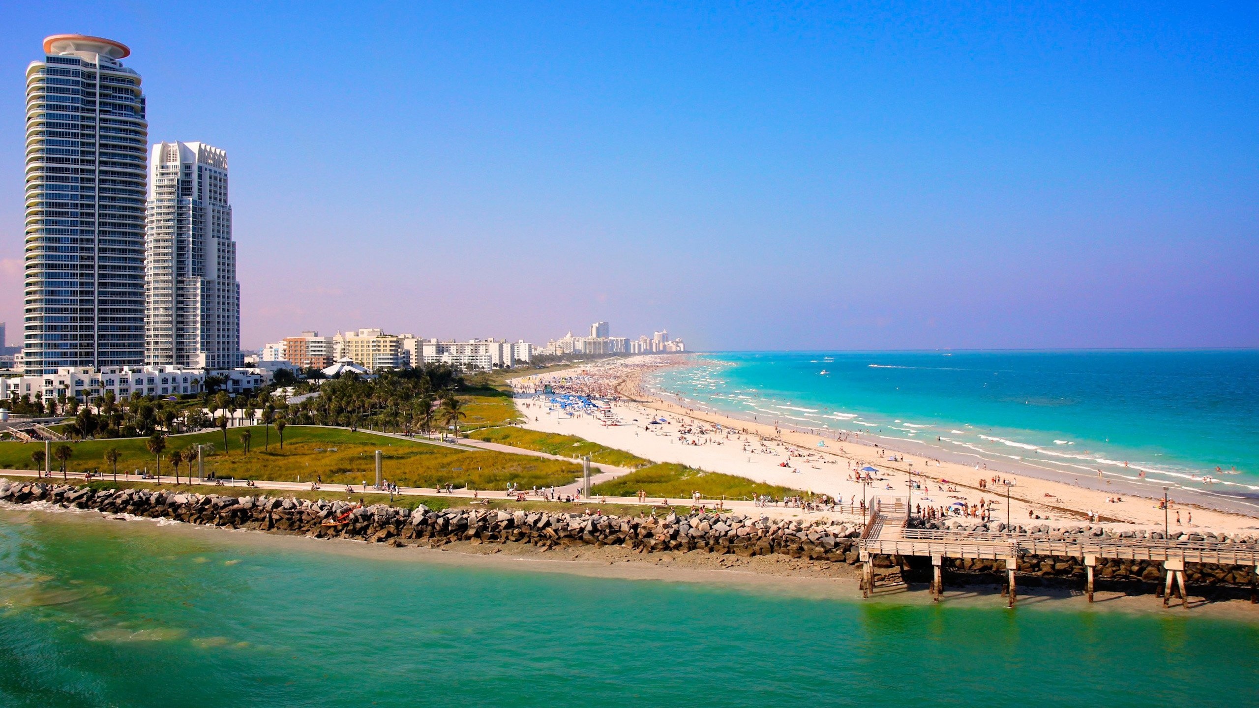Miami Skyline, Travels, Miami South Beach, Wallpaper, 2560x1440 HD Desktop