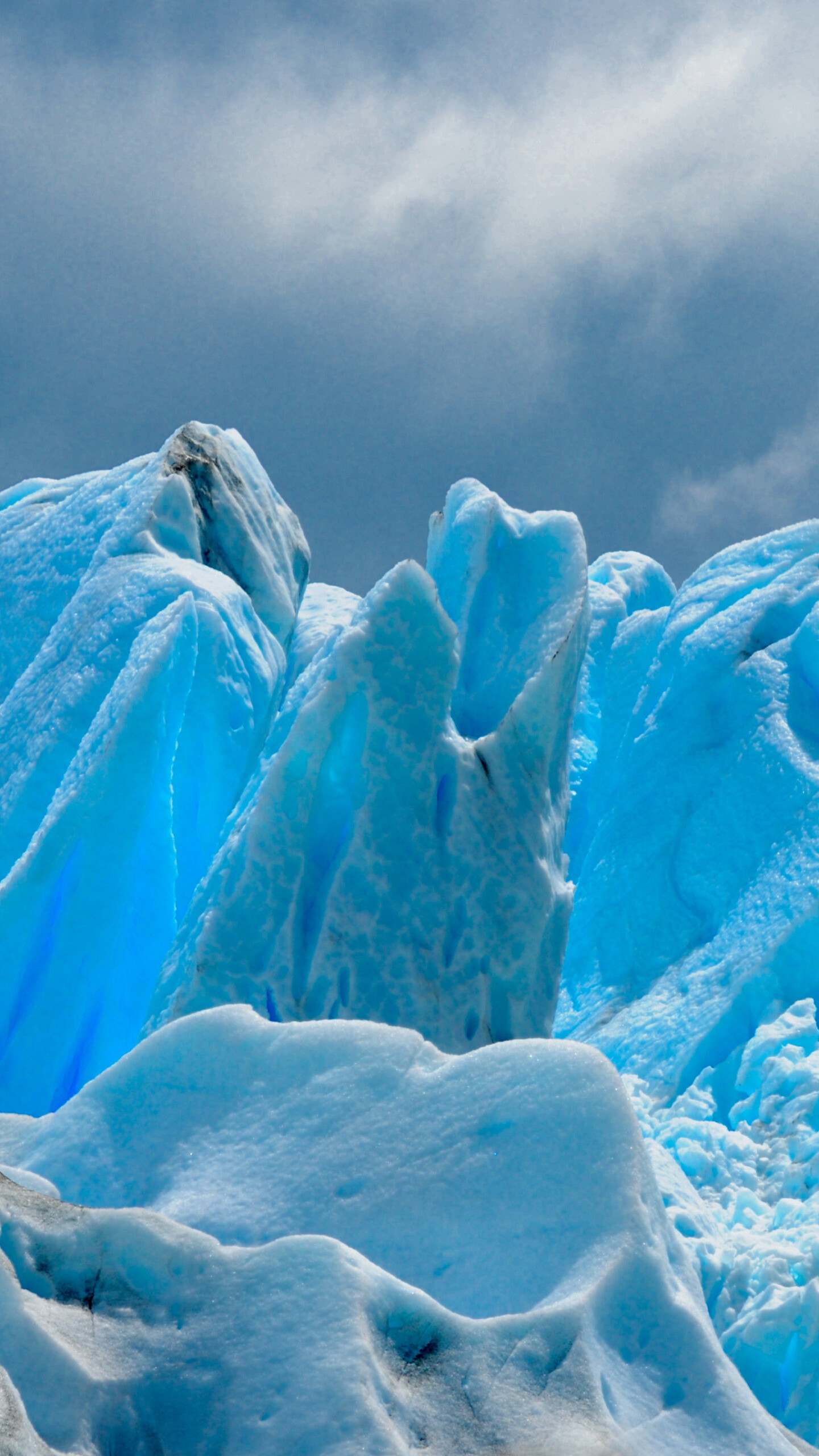 Glacier: Icebergs, Blue snow, Nature, Massive body of slowly moving ice. 1440x2560 HD Wallpaper.
