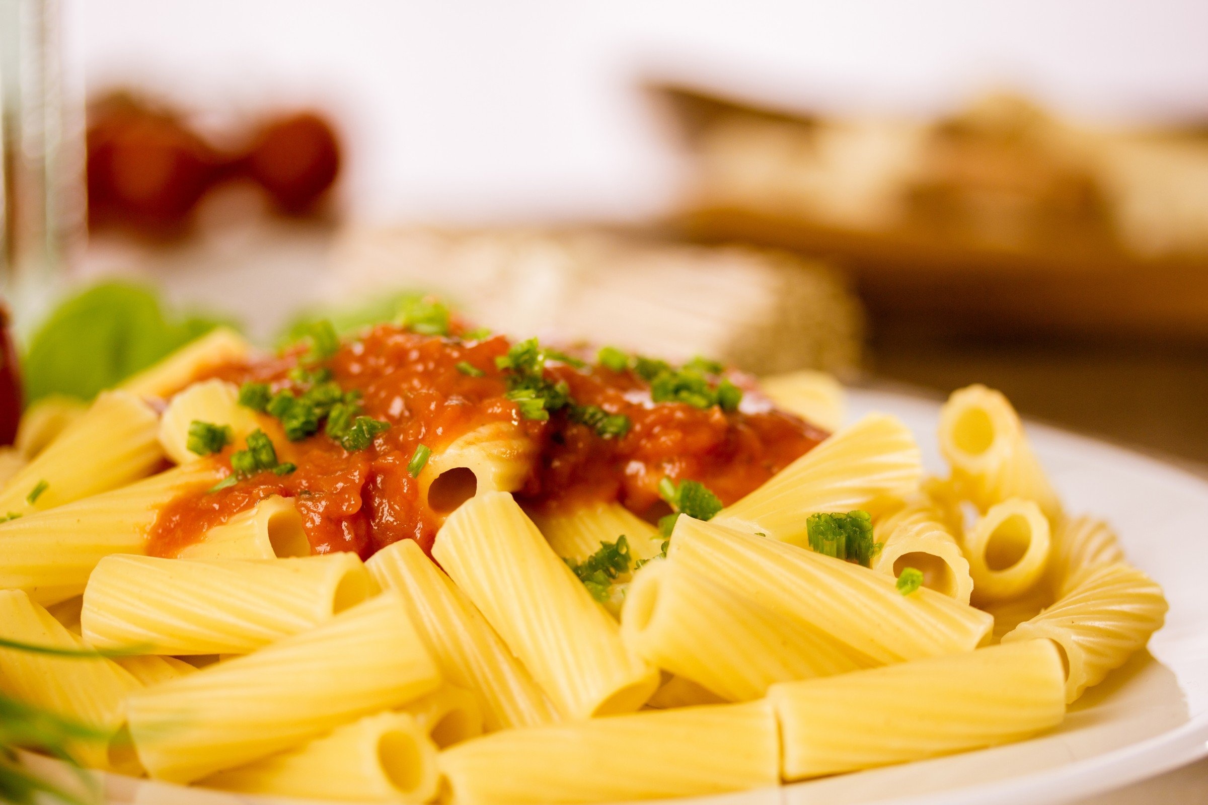 Pasta: Incorporated into a dish that is subsequently baked in the oven. 2400x1600 HD Background.