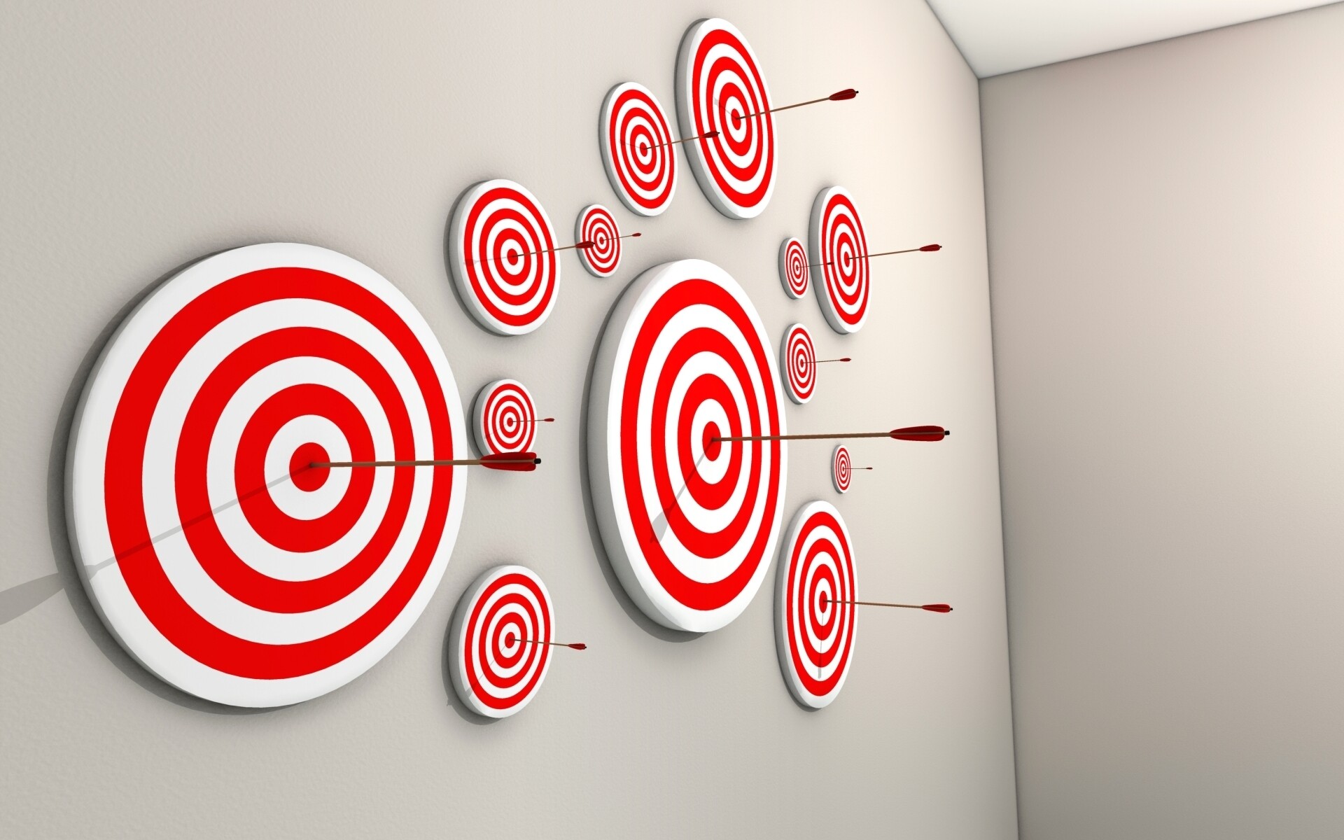 Goal (Aim): Red and white targets, Arrows, Accomplishment, Figurative meaning. 1920x1200 HD Wallpaper.