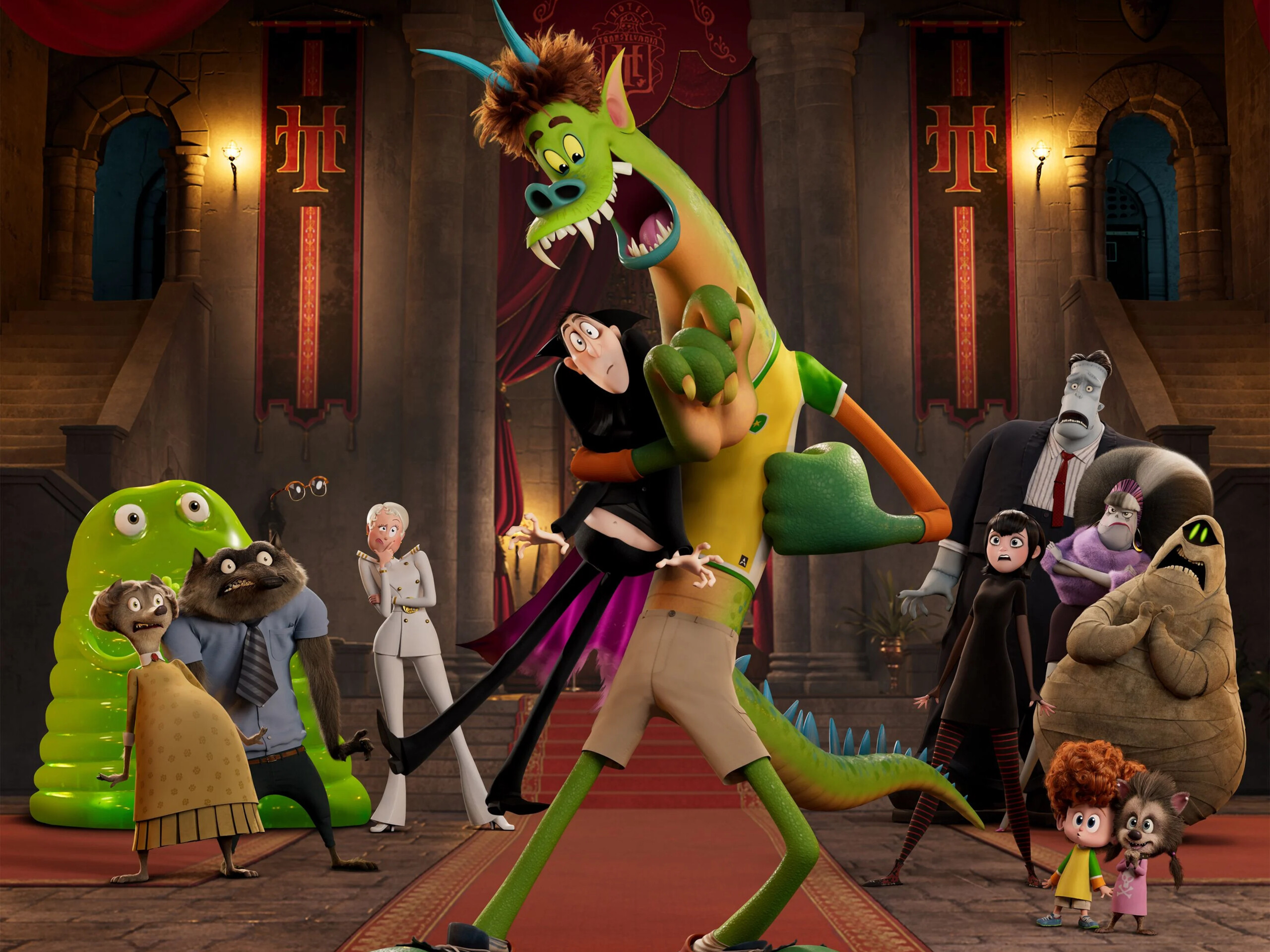 Hotel Transylvania: Transformania: A 2022 American computer-animated adventure comedy film produced by Columbia Pictures. 2560x1920 HD Background.