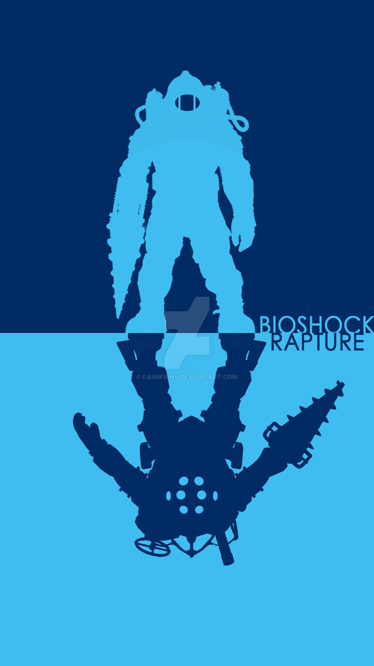 BioShock: Big Daddy, Minimalistic, Game art. 1280x2280 HD Background.