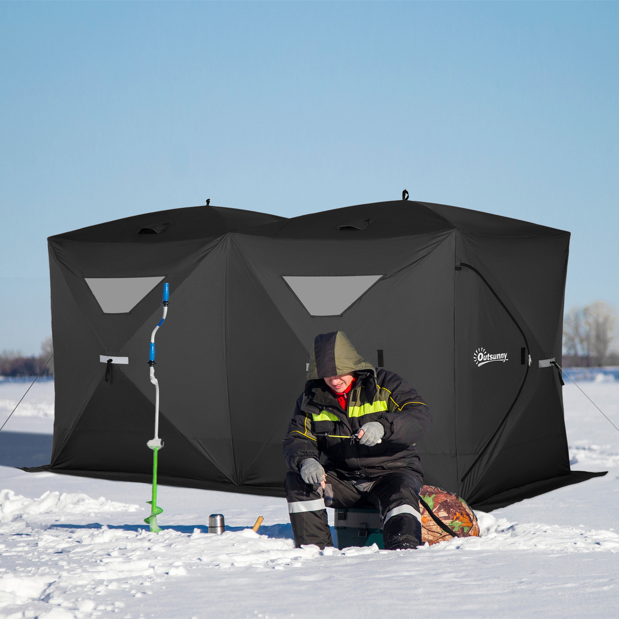 Ice fishing, Outdoor shelter, Group activity, Travel essentials, 2000x2000 HD Phone