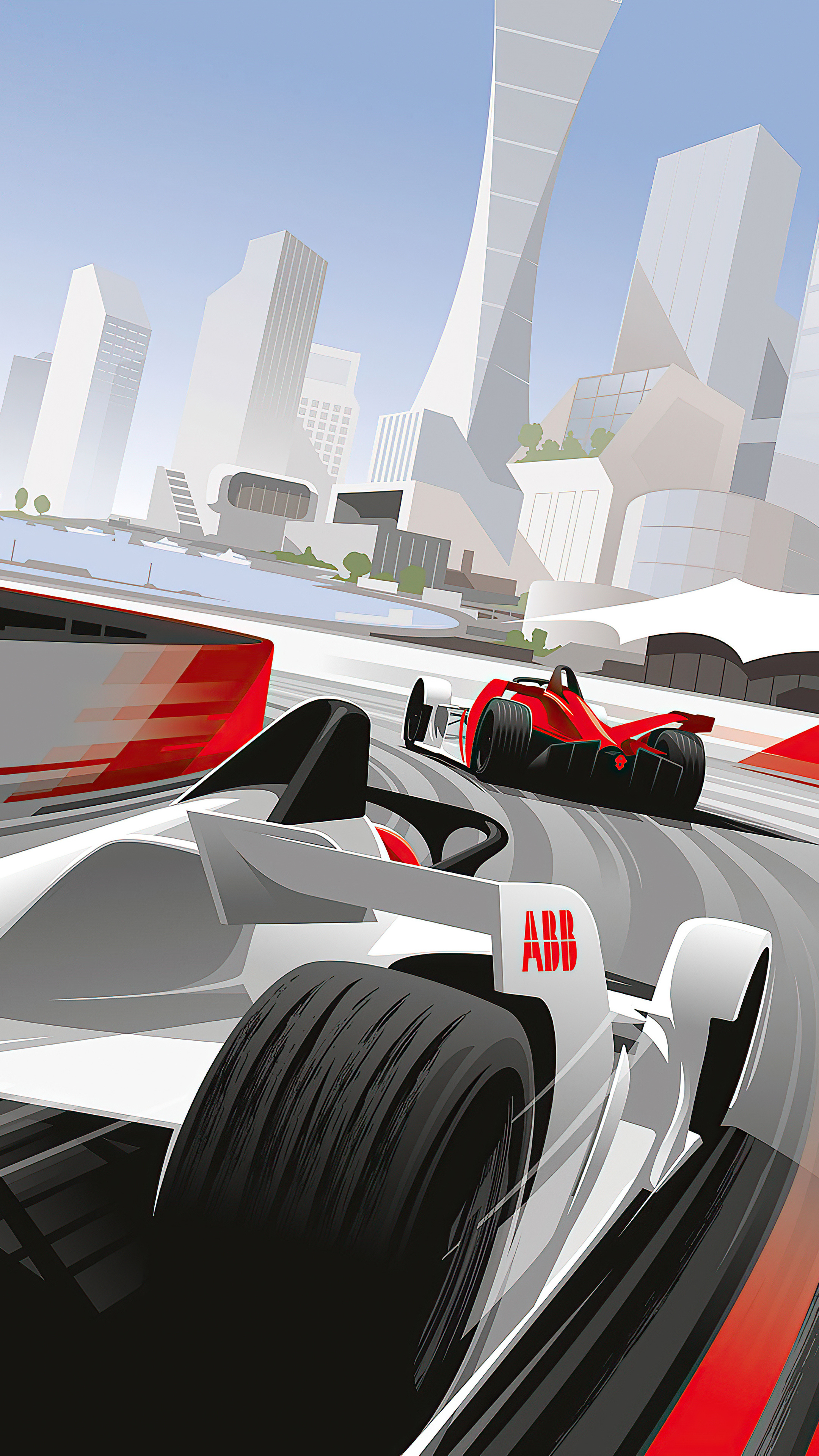 Race Track, F1 Cars, Digital Art, Xperia, 2160x3840 4K Phone