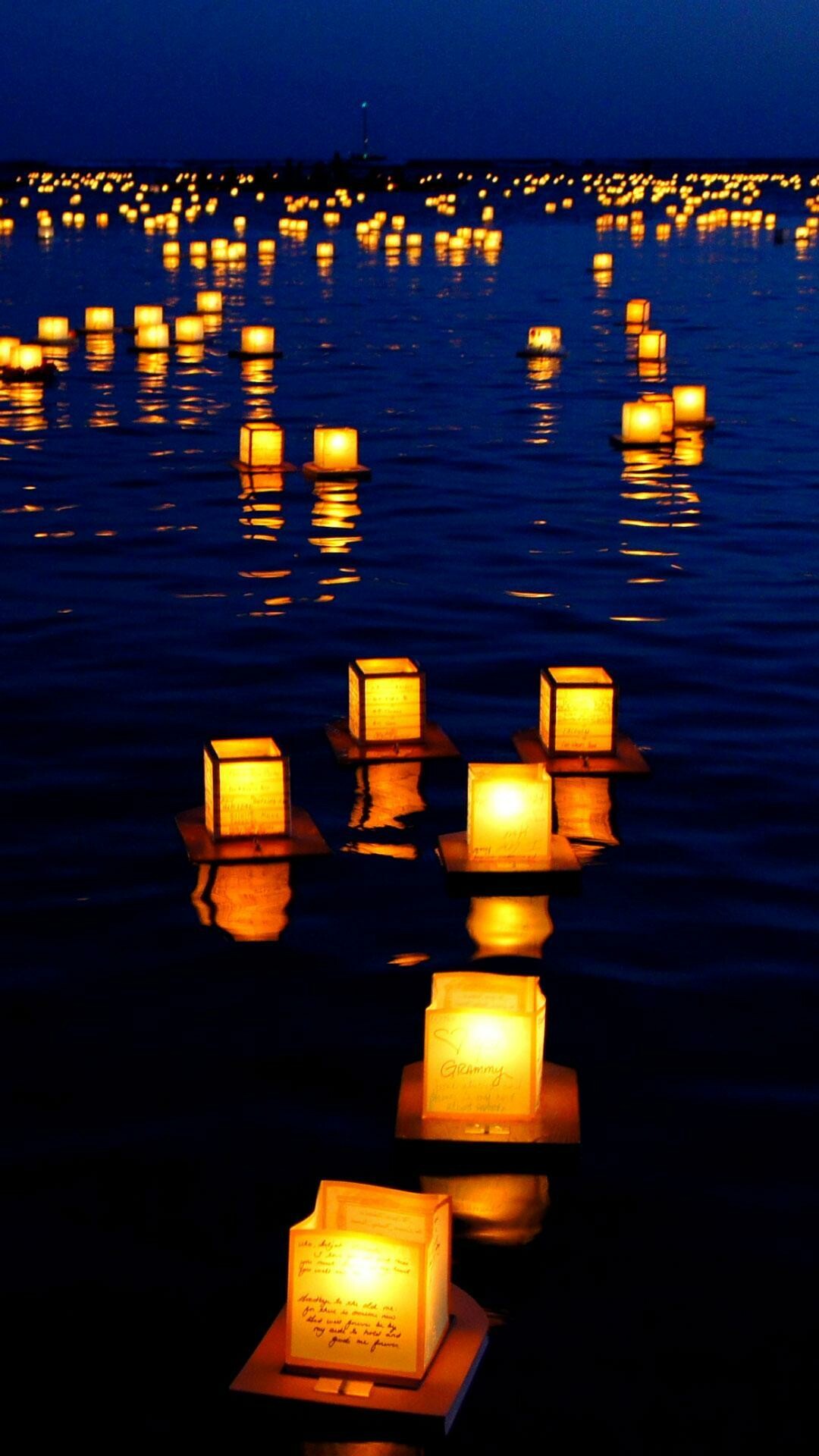 Lanterns: Water lights festival, A lamp in a clear case that can carried outside. 1080x1920 Full HD Background.