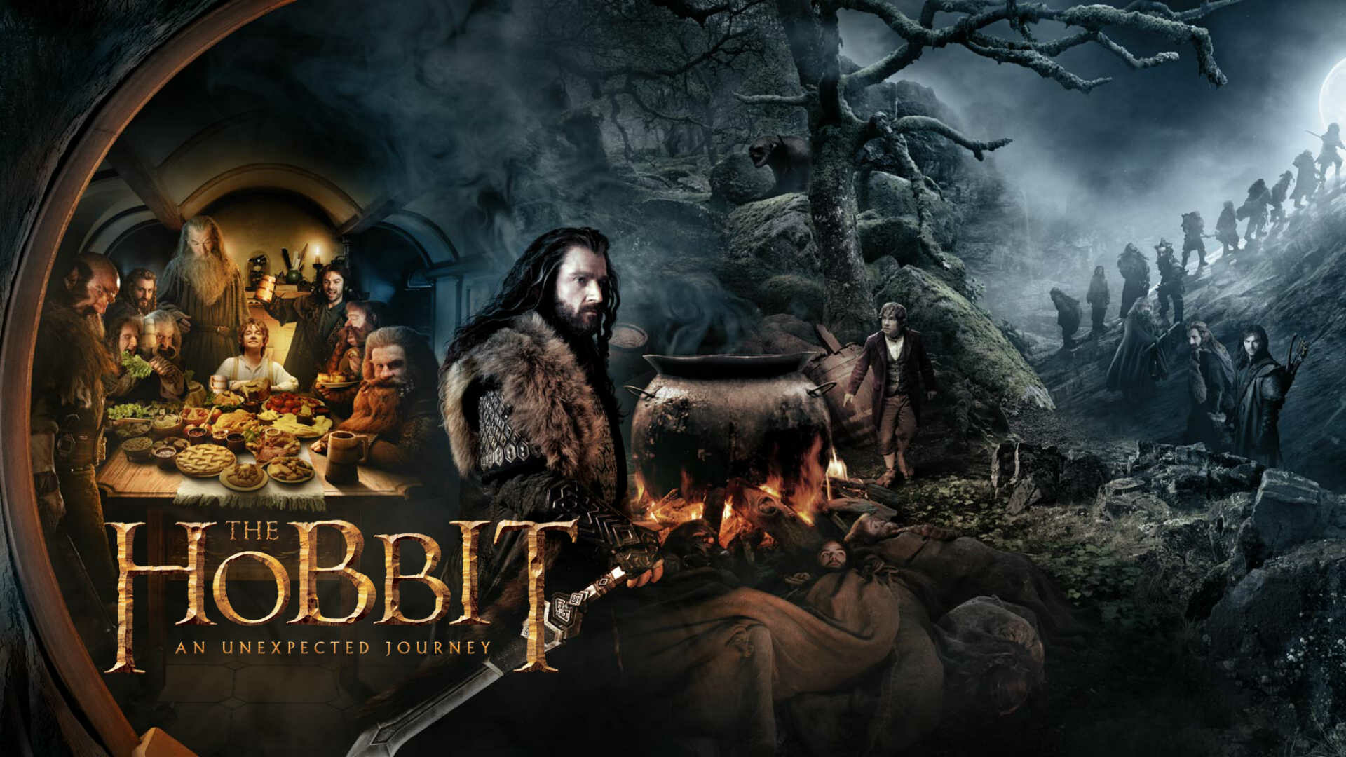 The Hobbit: An Unexpected Journey, The first installment in the trilogy, acting as a prequel to Jackson's The Lord of the Rings. 1920x1080 Full HD Wallpaper.